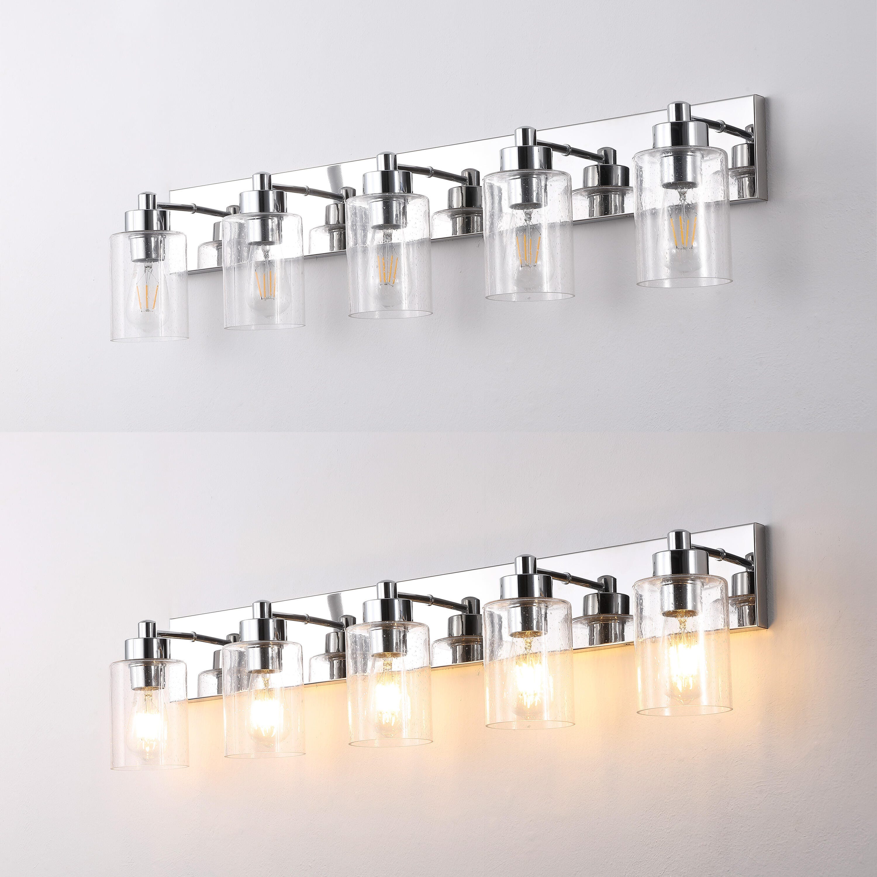 JONATHAN Y Irving 5-Light Scone, Chrome/Clear, large