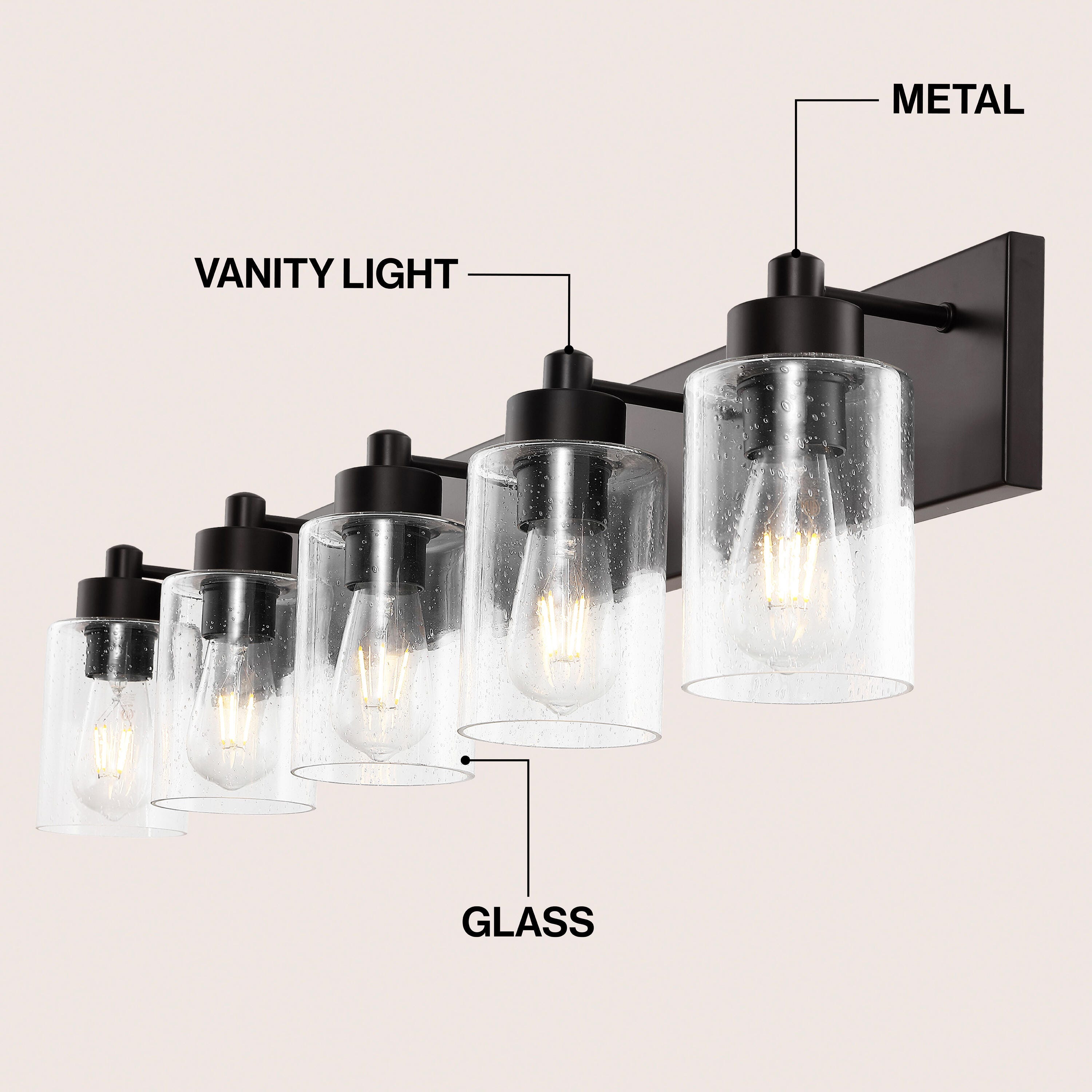 JONATHAN Y Irving 5-Light Scone, Oil Rubbed Bronze/Clear, large