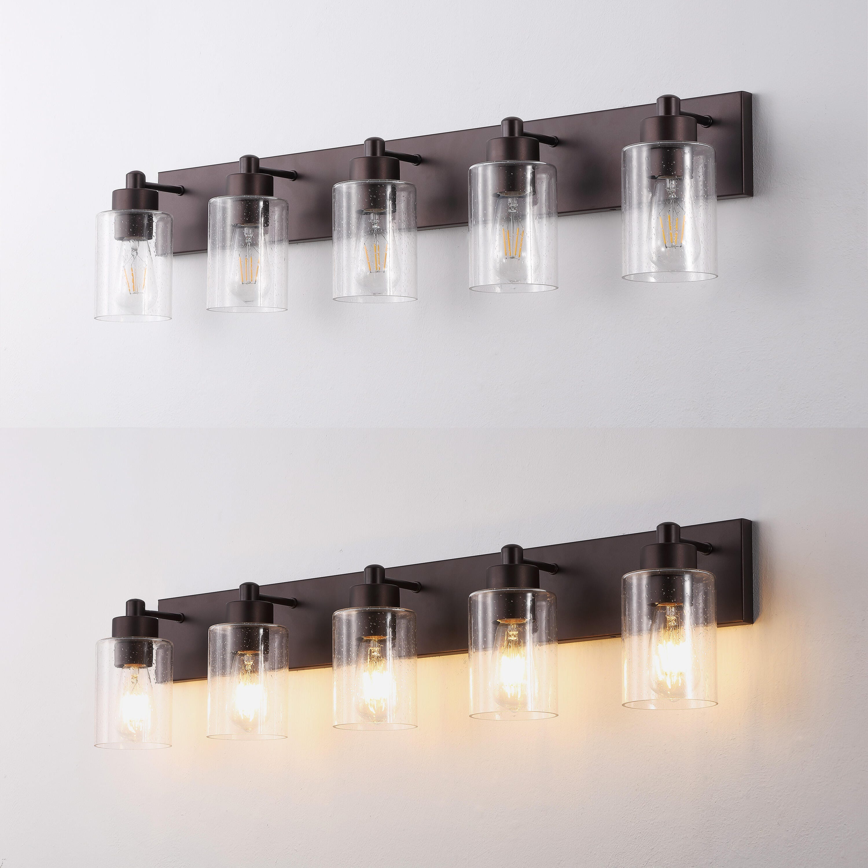JONATHAN Y Irving 5-Light Scone, Oil Rubbed Bronze/Clear, large