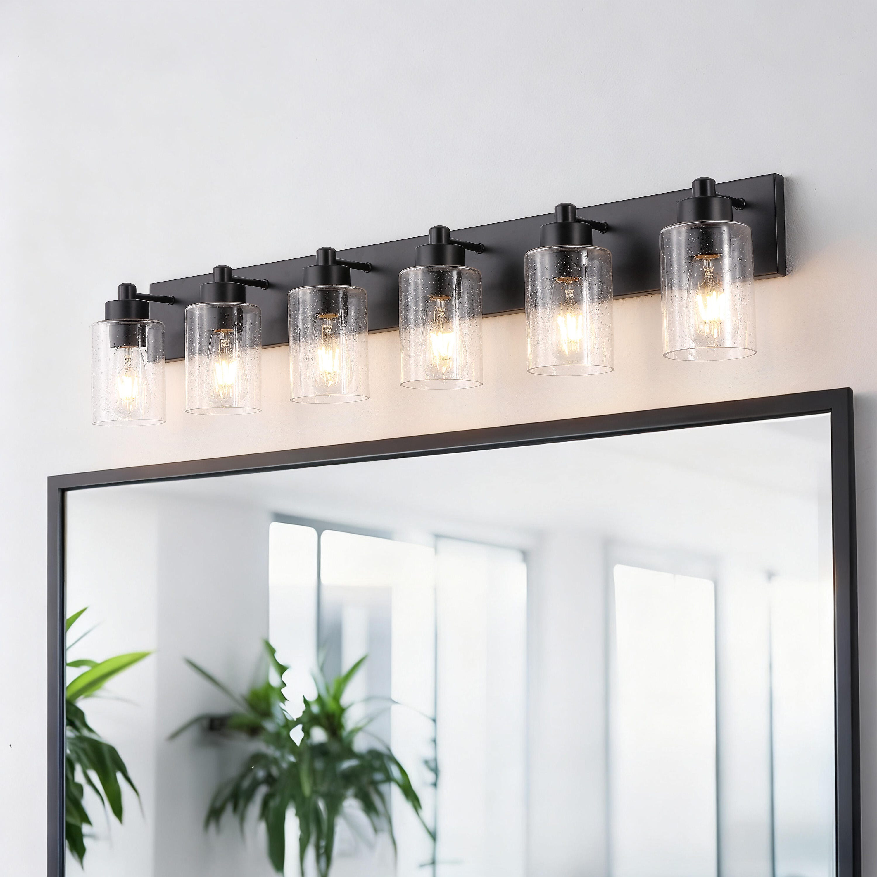 JONATHAN Y Irving 6-Light Scone, Black/Clear, rollover