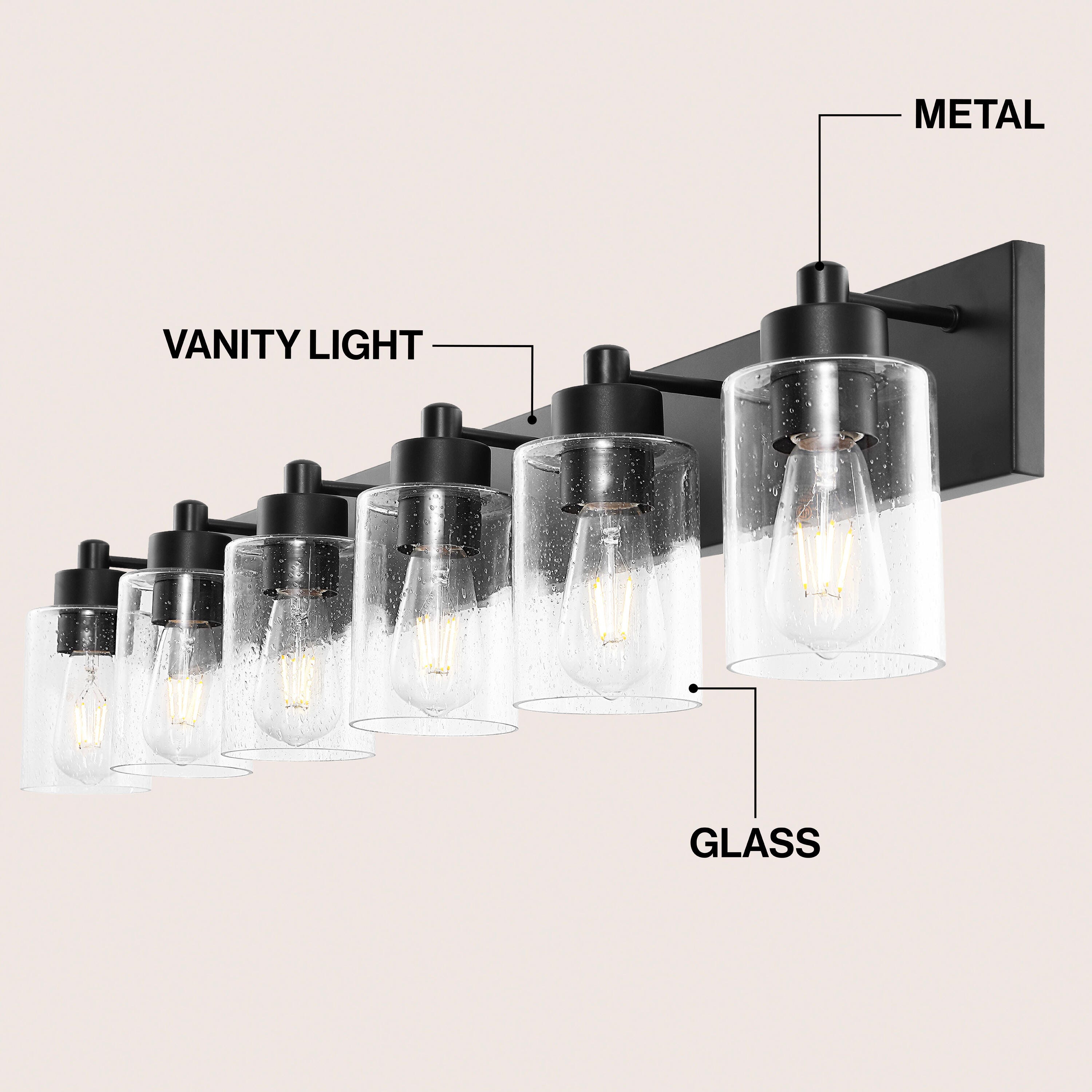JONATHAN Y Irving 6-Light Scone, Black/Clear, large