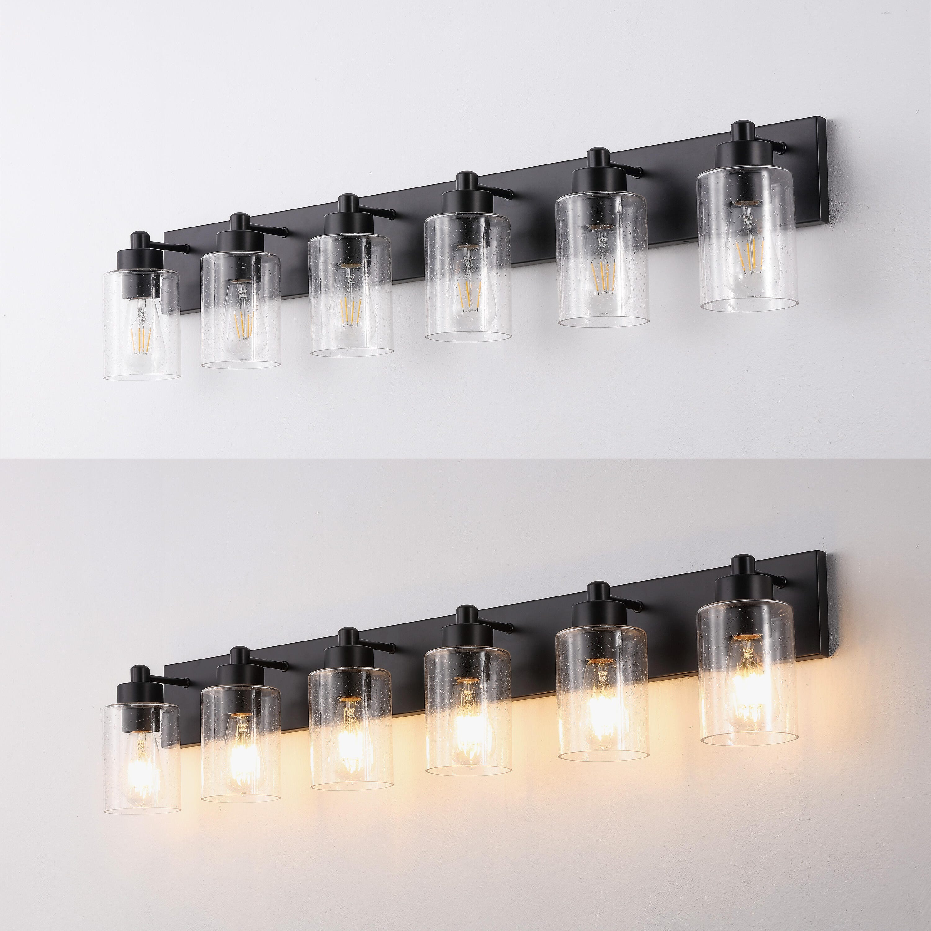 JONATHAN Y Irving 6-Light Scone, Black/Clear, large