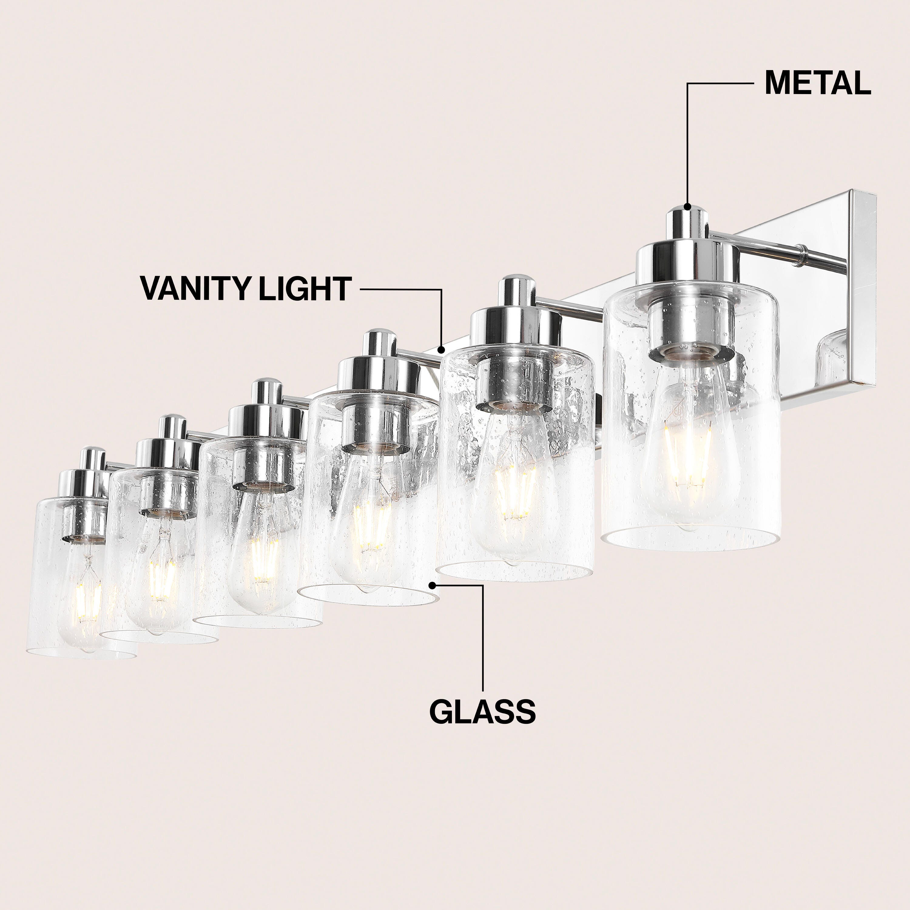 JONATHAN Y Irving 6-Light Scone, Chrome/Clear, large