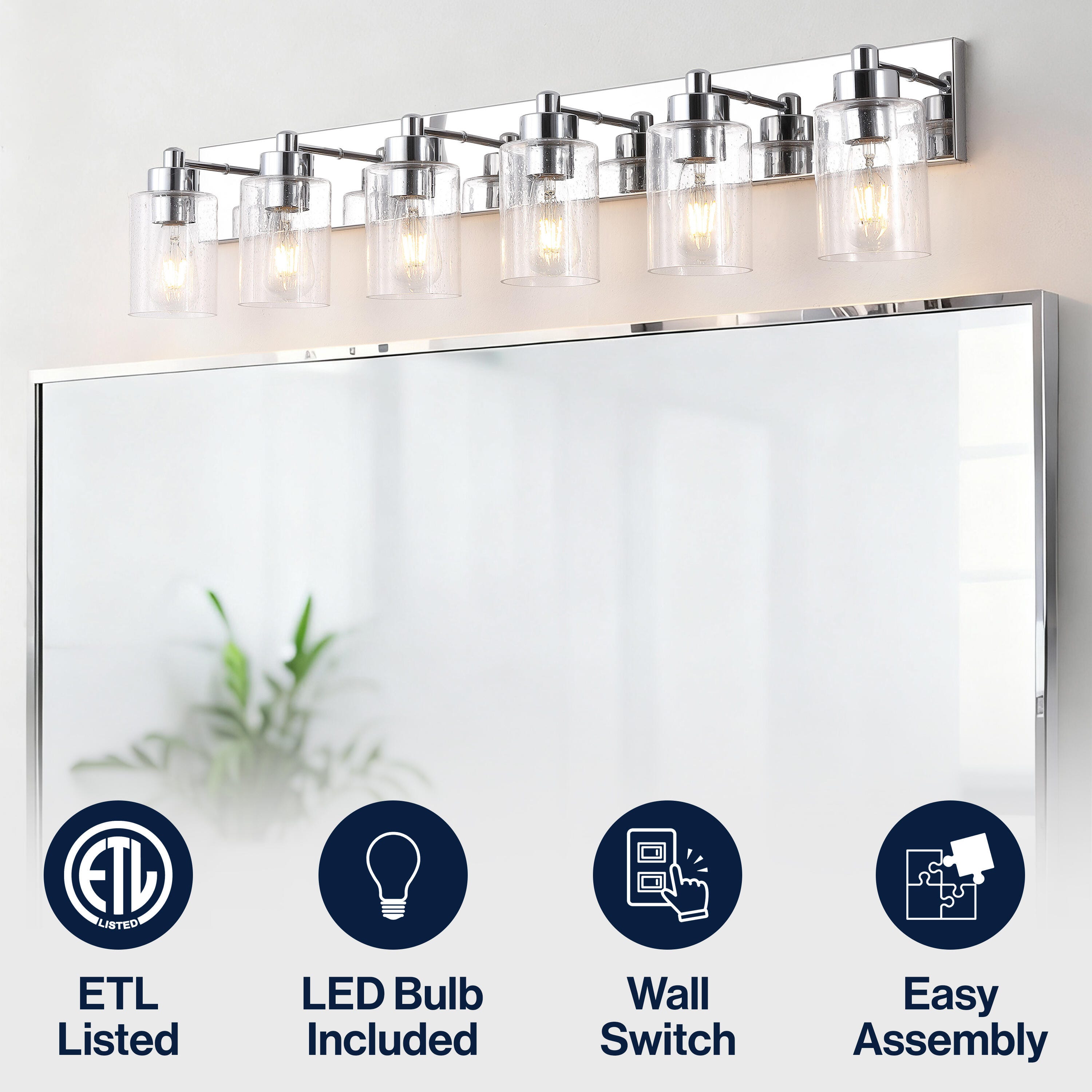 JONATHAN Y Irving 6-Light Scone, Chrome/Clear, large