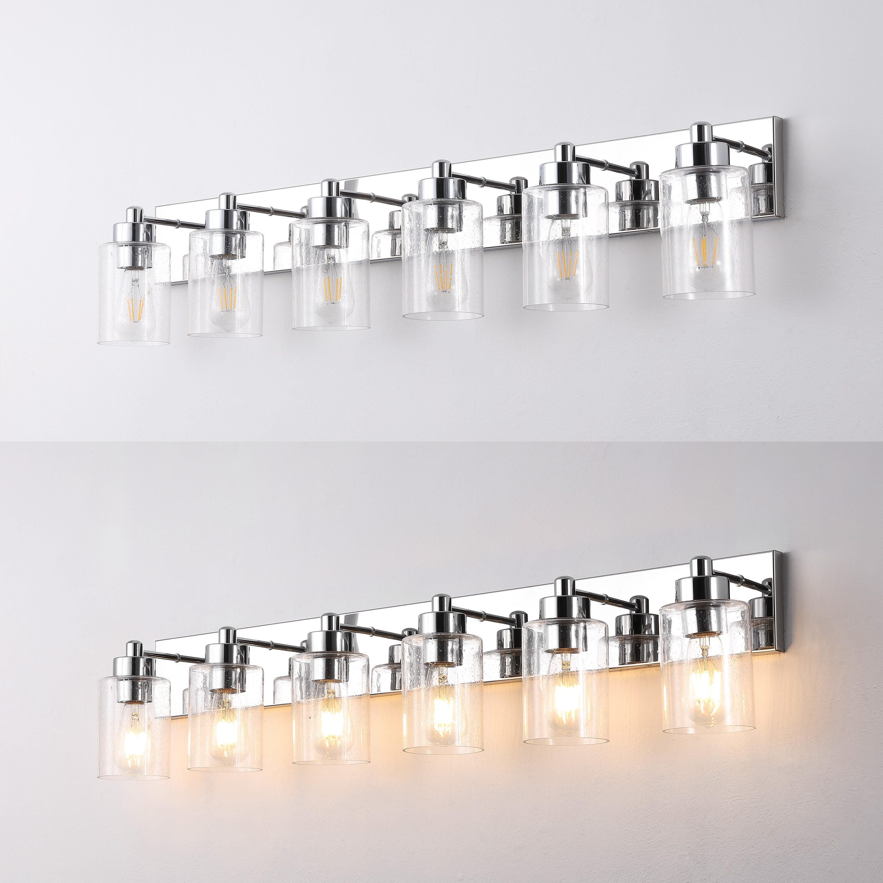 JONATHAN Y Irving 6-Light Scone, Chrome/Clear, large