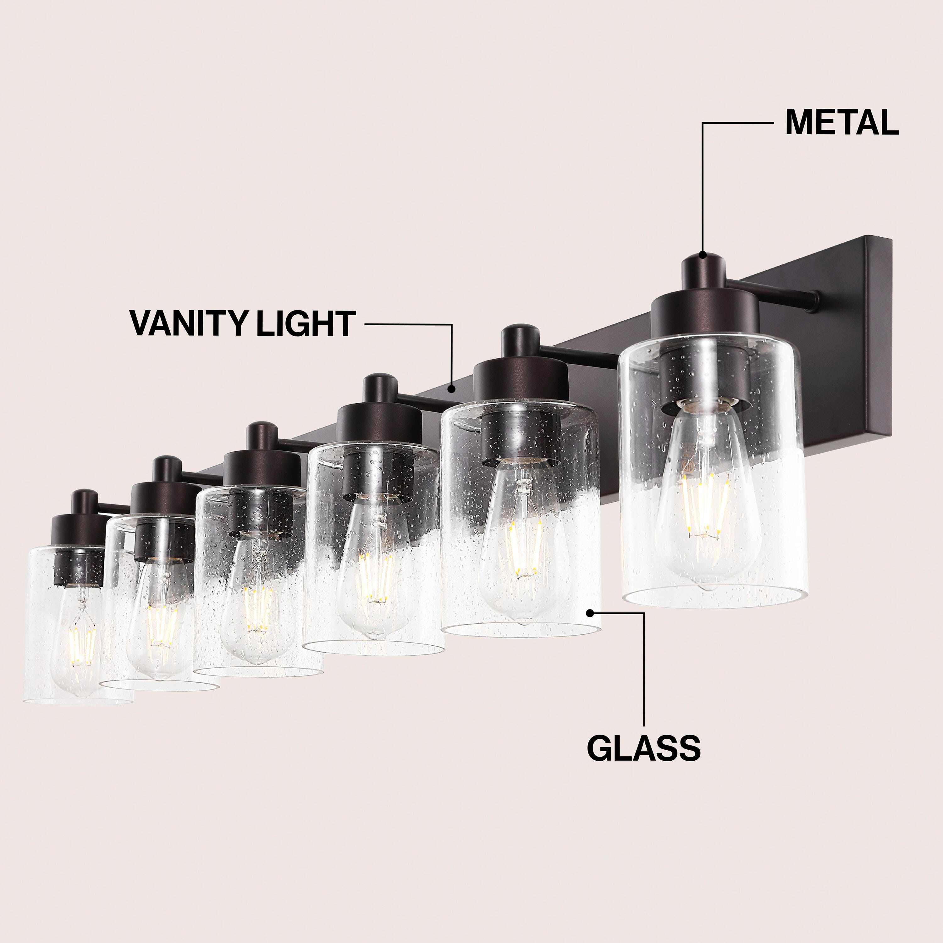 JONATHAN Y Irving 6-Light Scone, Oil Rubbed Bronze/Clear, large