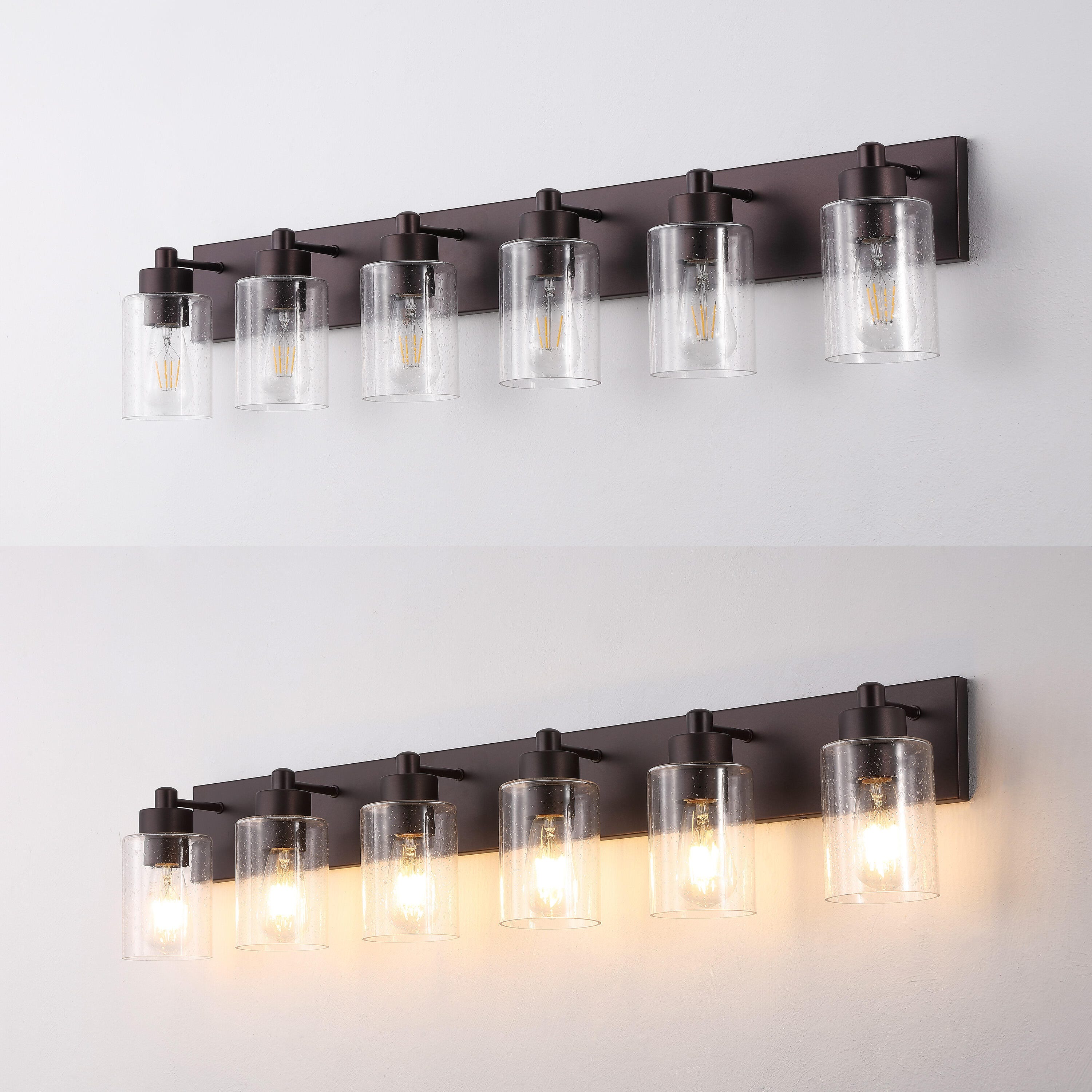 JONATHAN Y Irving 6-Light Scone, Oil Rubbed Bronze/Clear, large
