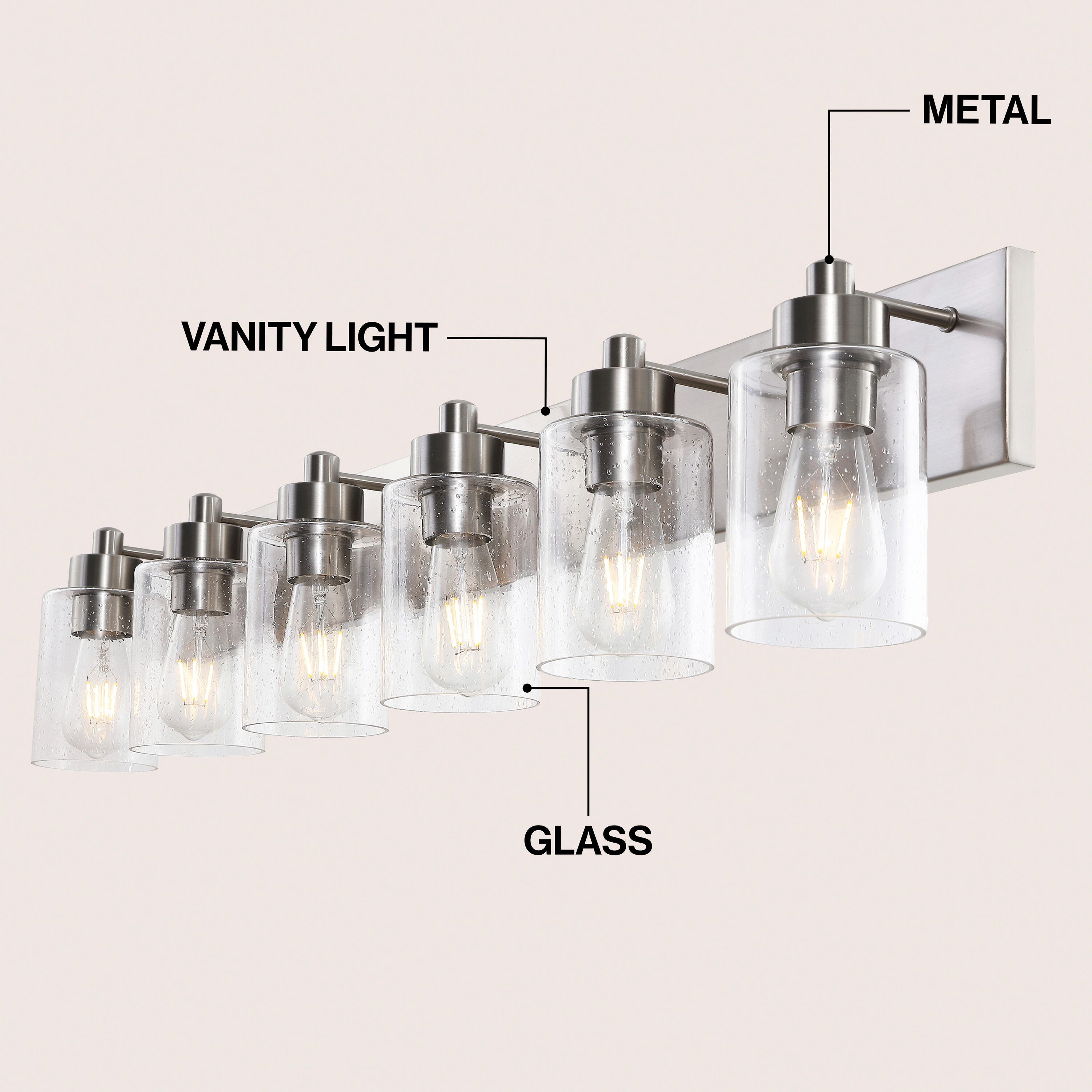 JONATHAN Y Irving 6-Light Scone, Nickel/Clear, large