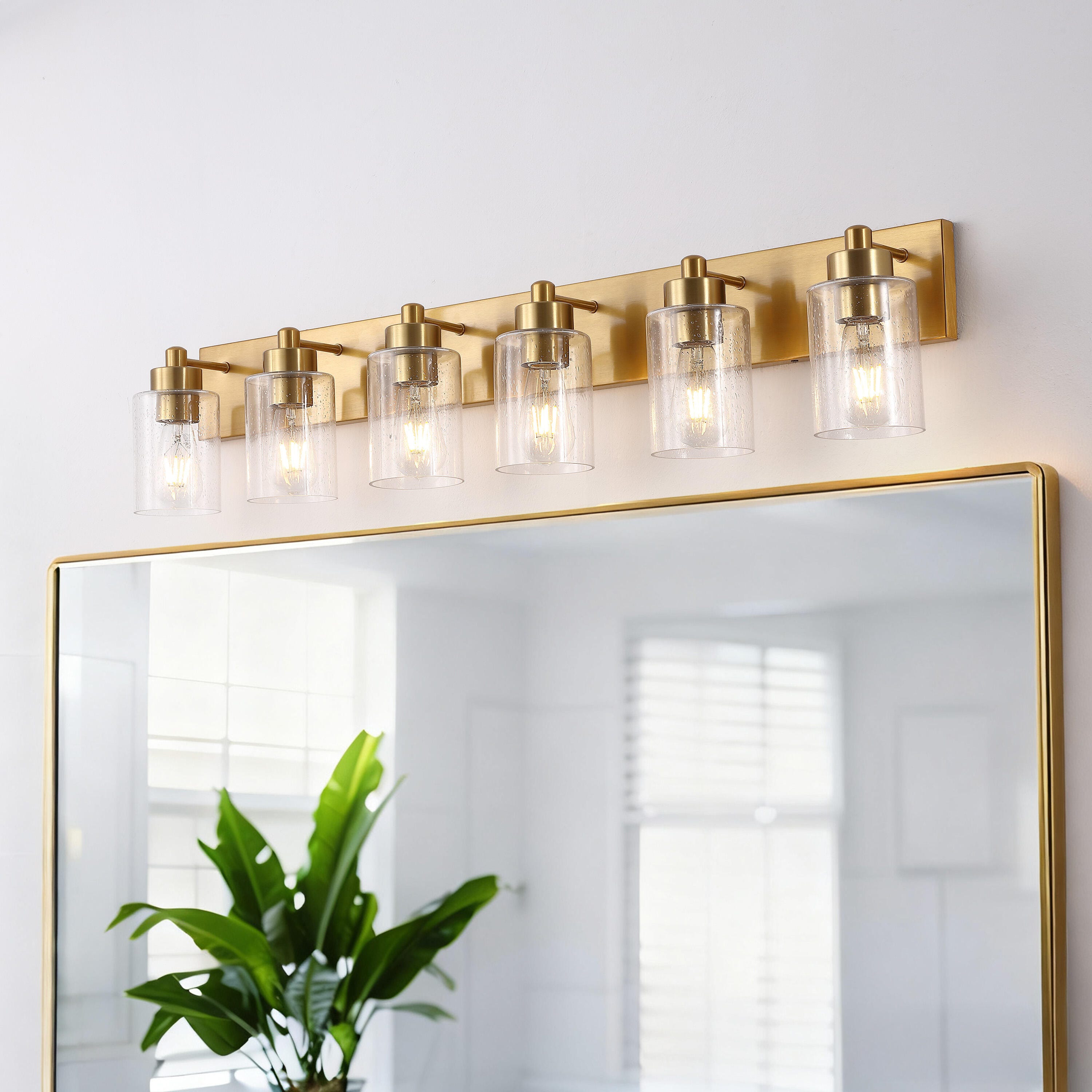 JONATHAN Y Irving 6-Light Scone, Brass Gold/Clear, rollover