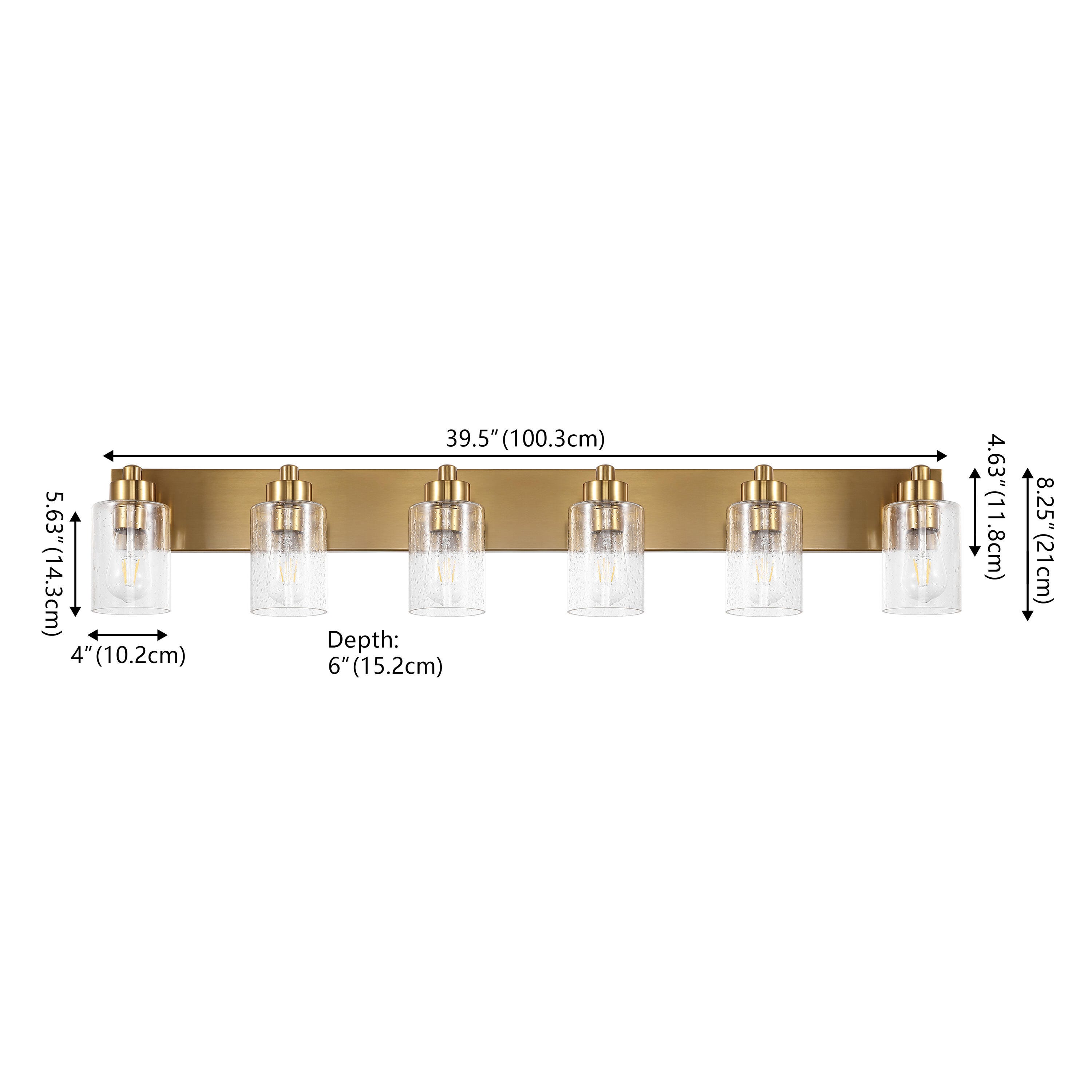 JONATHAN Y Irving 6-Light Scone, Brass Gold/Clear, large