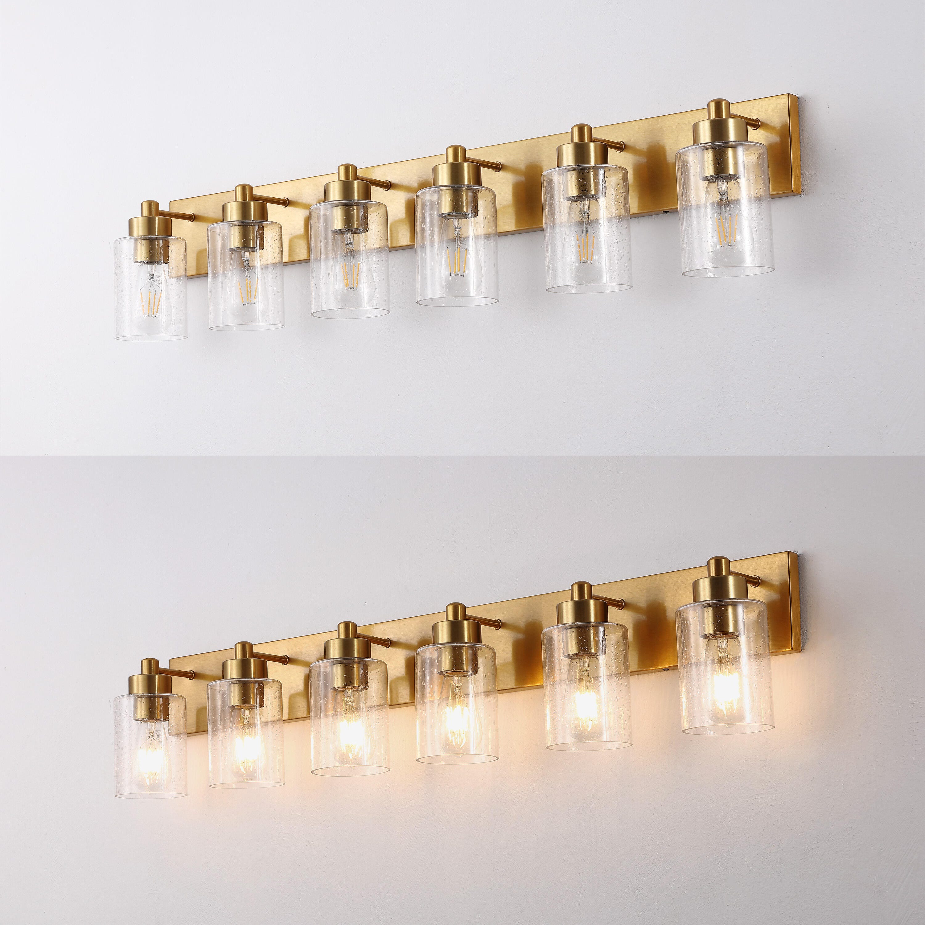 JONATHAN Y Irving 6-Light Scone, Brass Gold/Clear, large