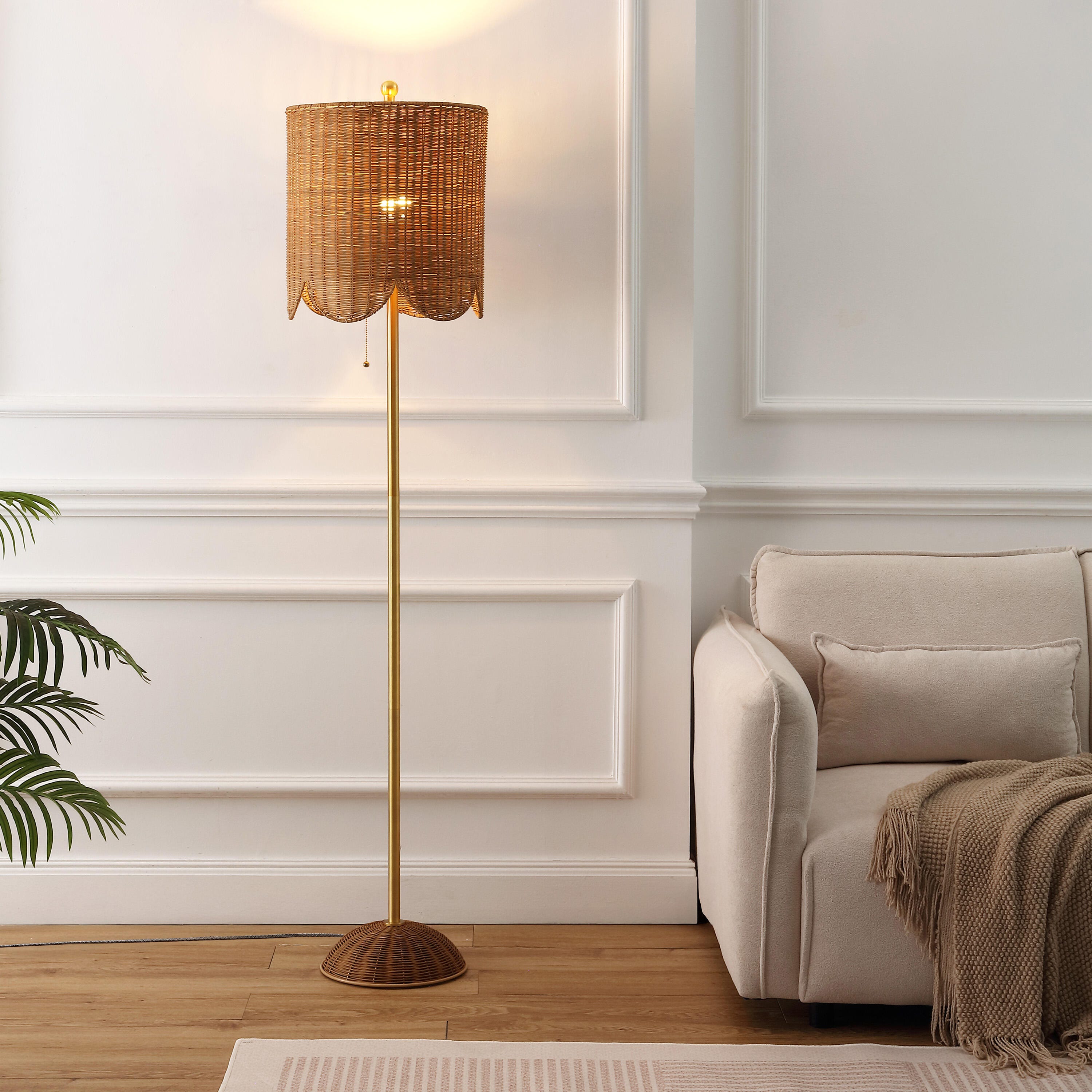 JONATHAN Y Joel Floor Lamp, Brown/Brass Gold, rollover