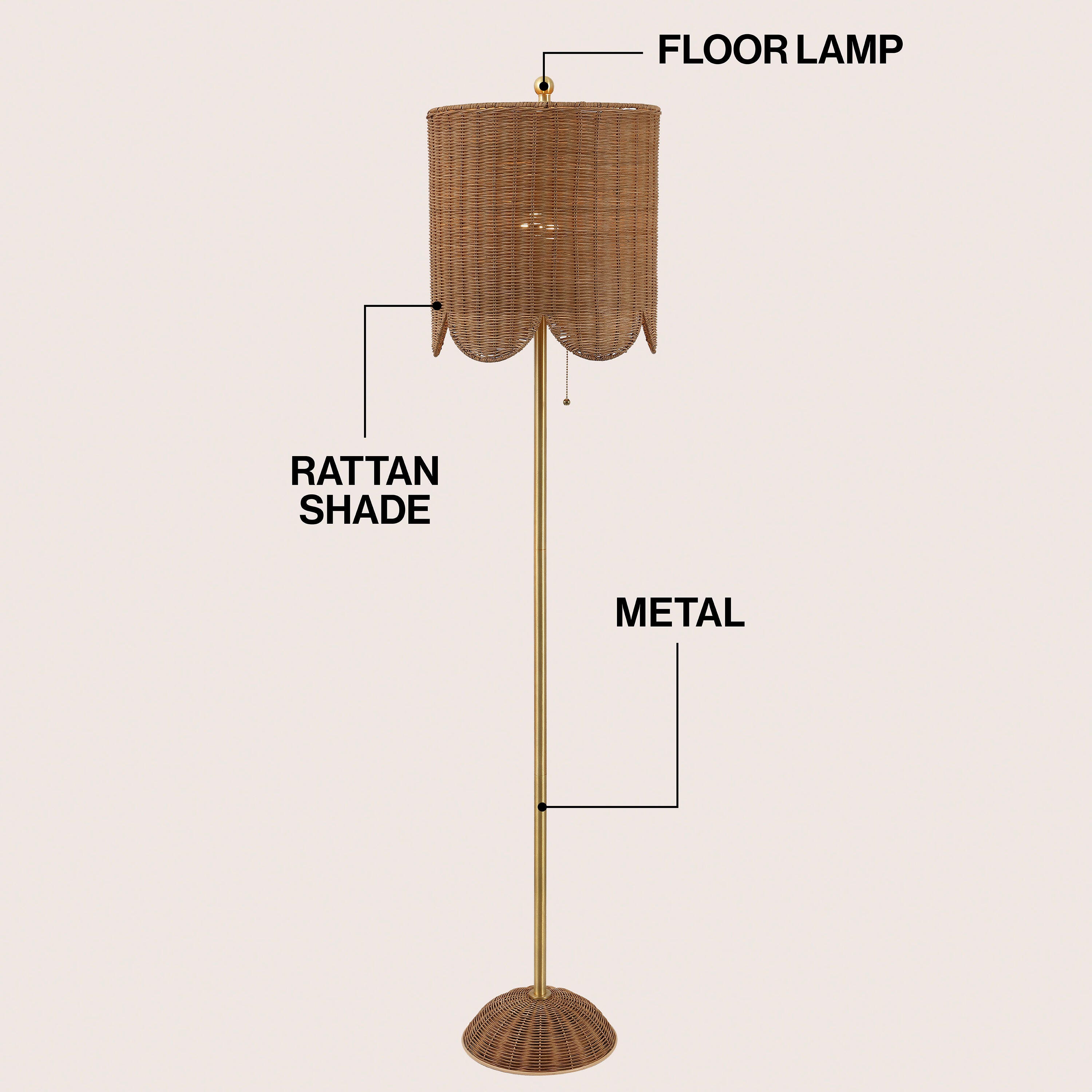 JONATHAN Y Joel Floor Lamp, Brown/Brass Gold, large