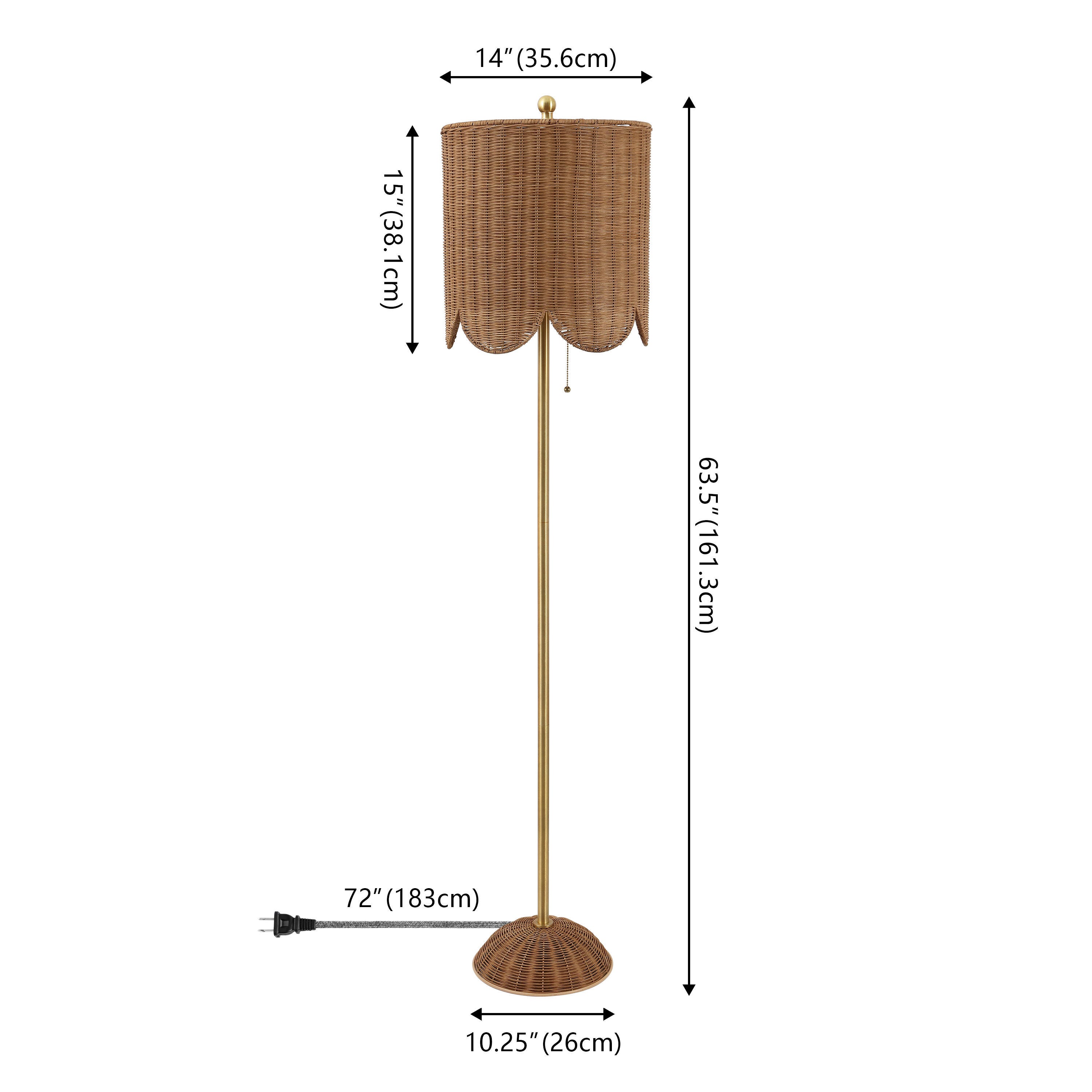 JONATHAN Y Joel Floor Lamp, Brown/Brass Gold, large