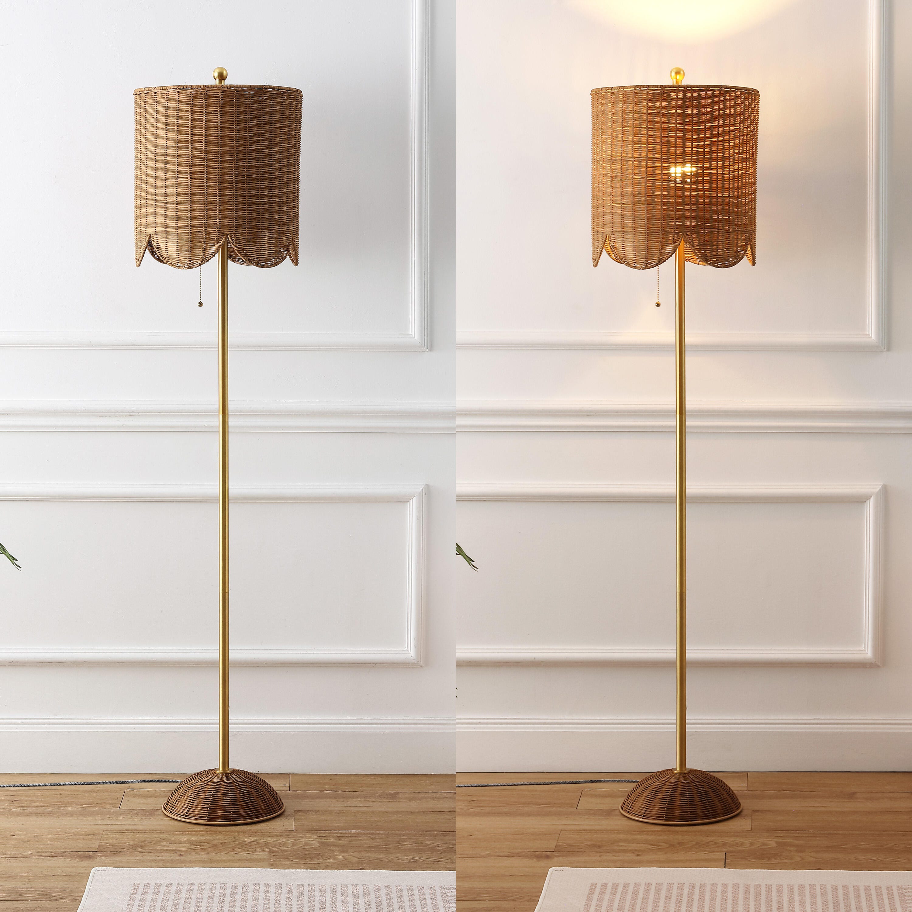 JONATHAN Y Joel Floor Lamp, Brown/Brass Gold, large
