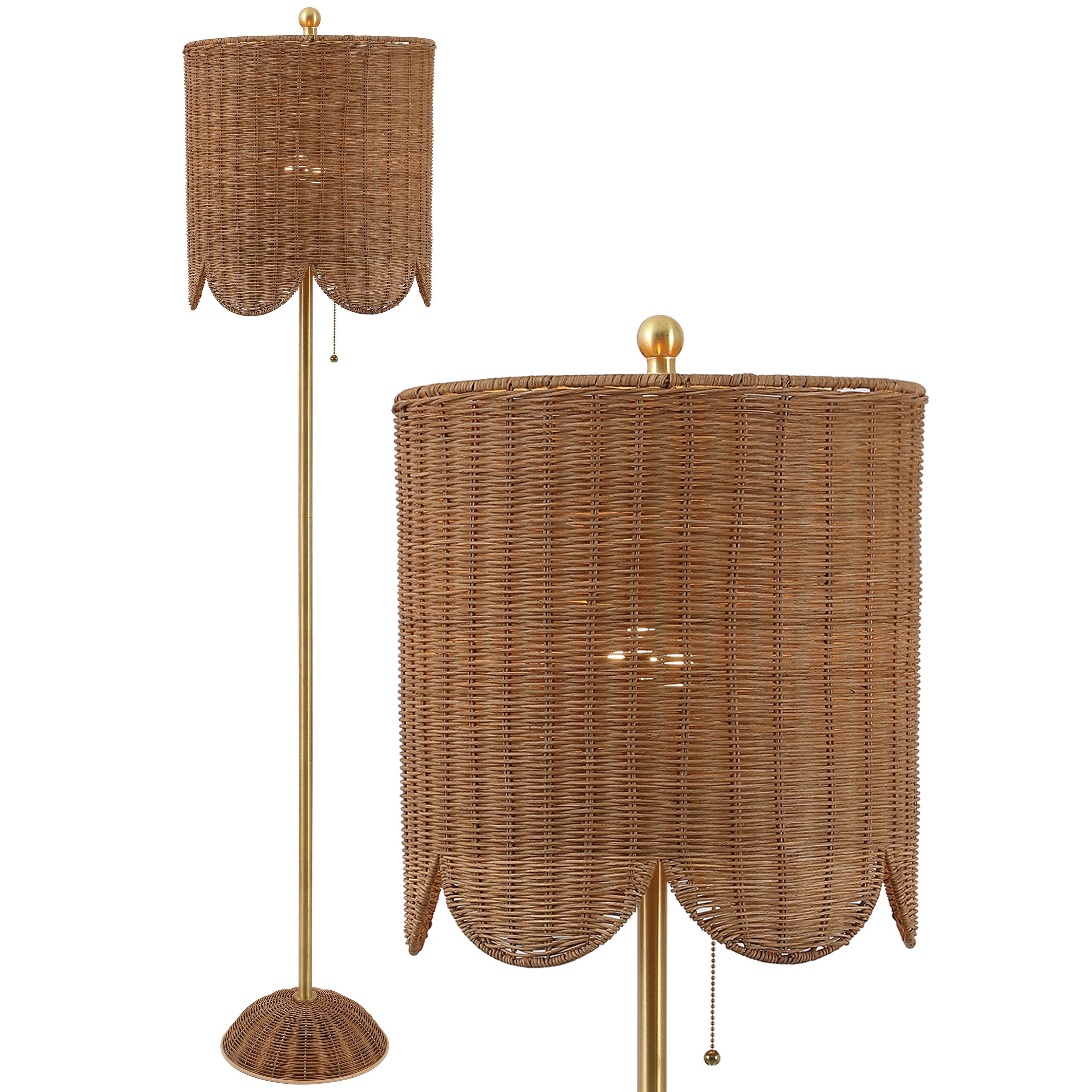 JONATHAN Y Joel Floor Lamp, Brown/Brass Gold, large