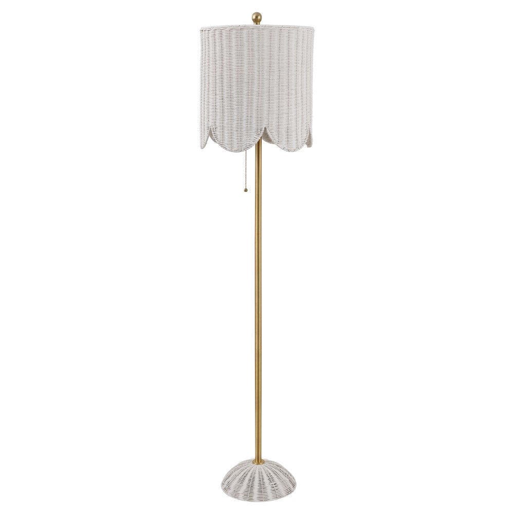 JONATHAN Y Joel Floor Lamp, White/Brass Gold, large