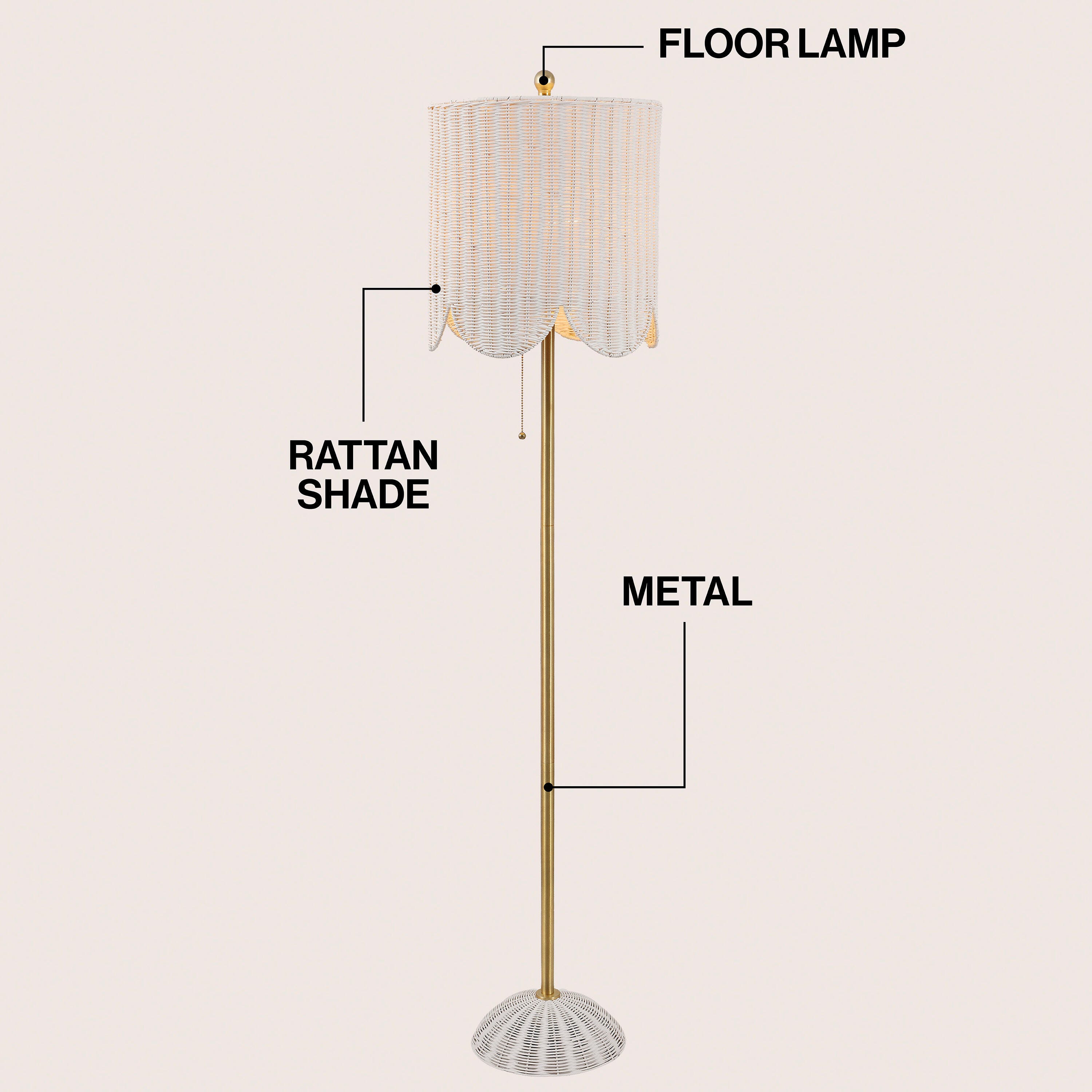 JONATHAN Y Joel Floor Lamp, White/Brass Gold, large
