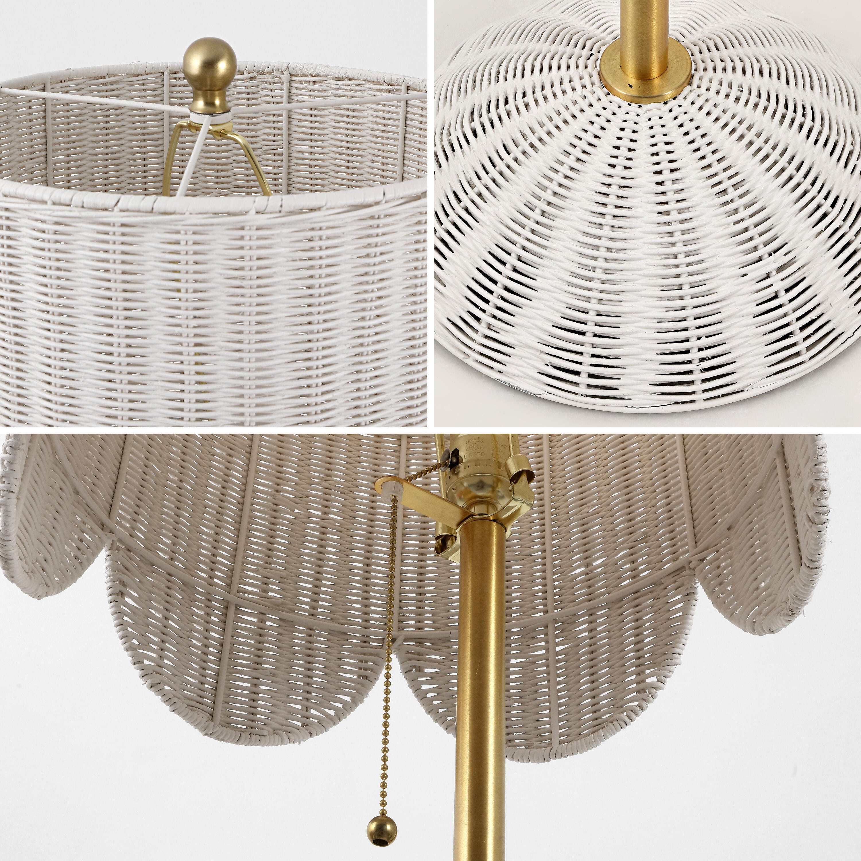 JONATHAN Y Joel Floor Lamp, White/Brass Gold, large