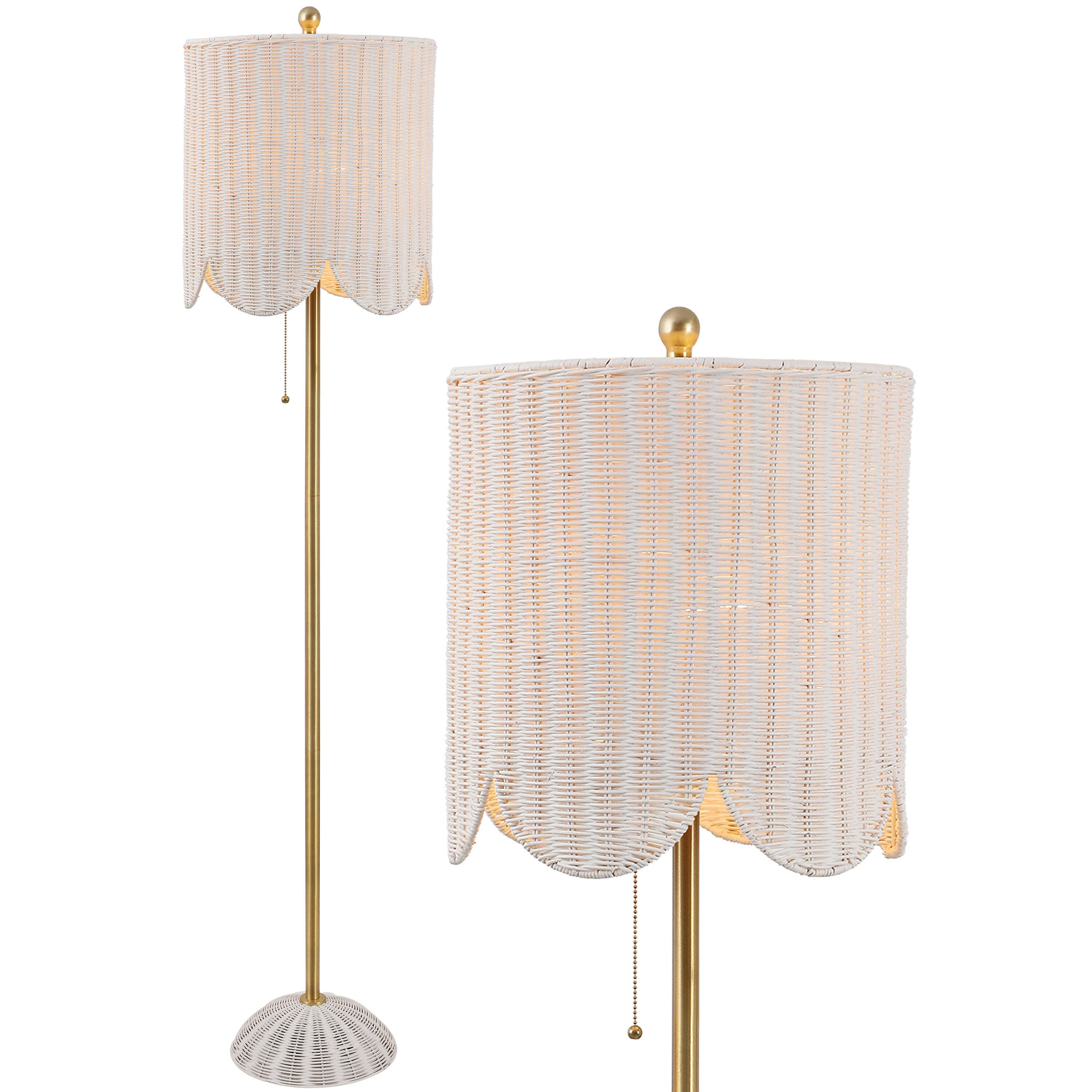 JONATHAN Y Joel Floor Lamp, White/Brass Gold, large