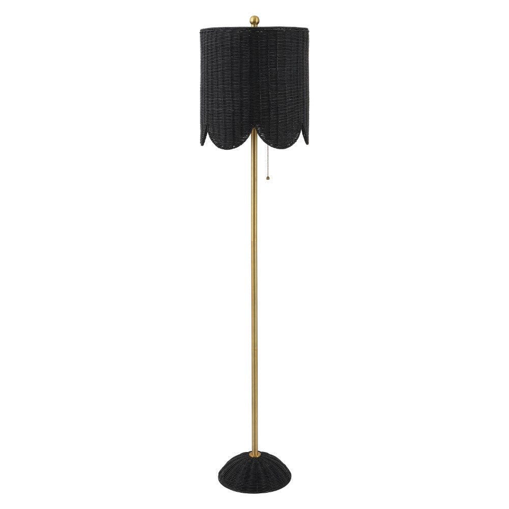 JONATHAN Y Joel Floor Lamp, Black/Brass Gold, large