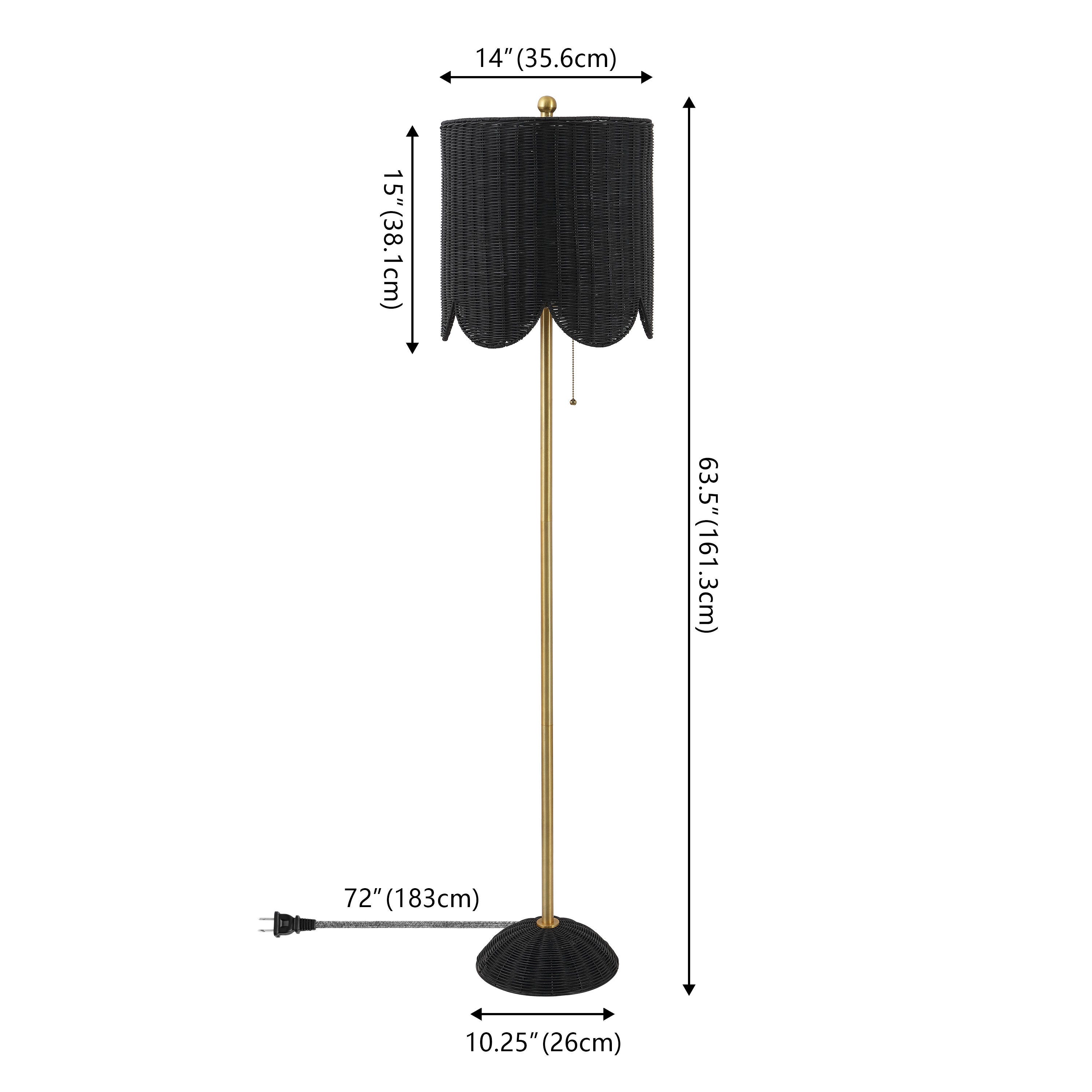 JONATHAN Y Joel Floor Lamp, Black/Brass Gold, large