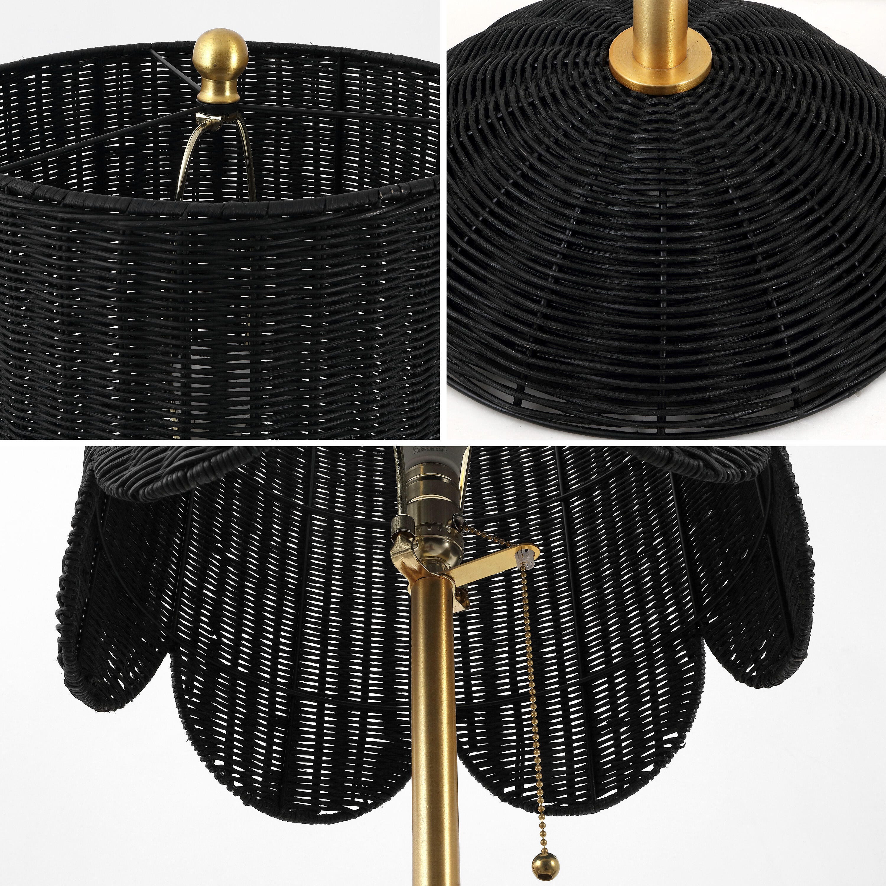 JONATHAN Y Joel Floor Lamp, Black/Brass Gold, large