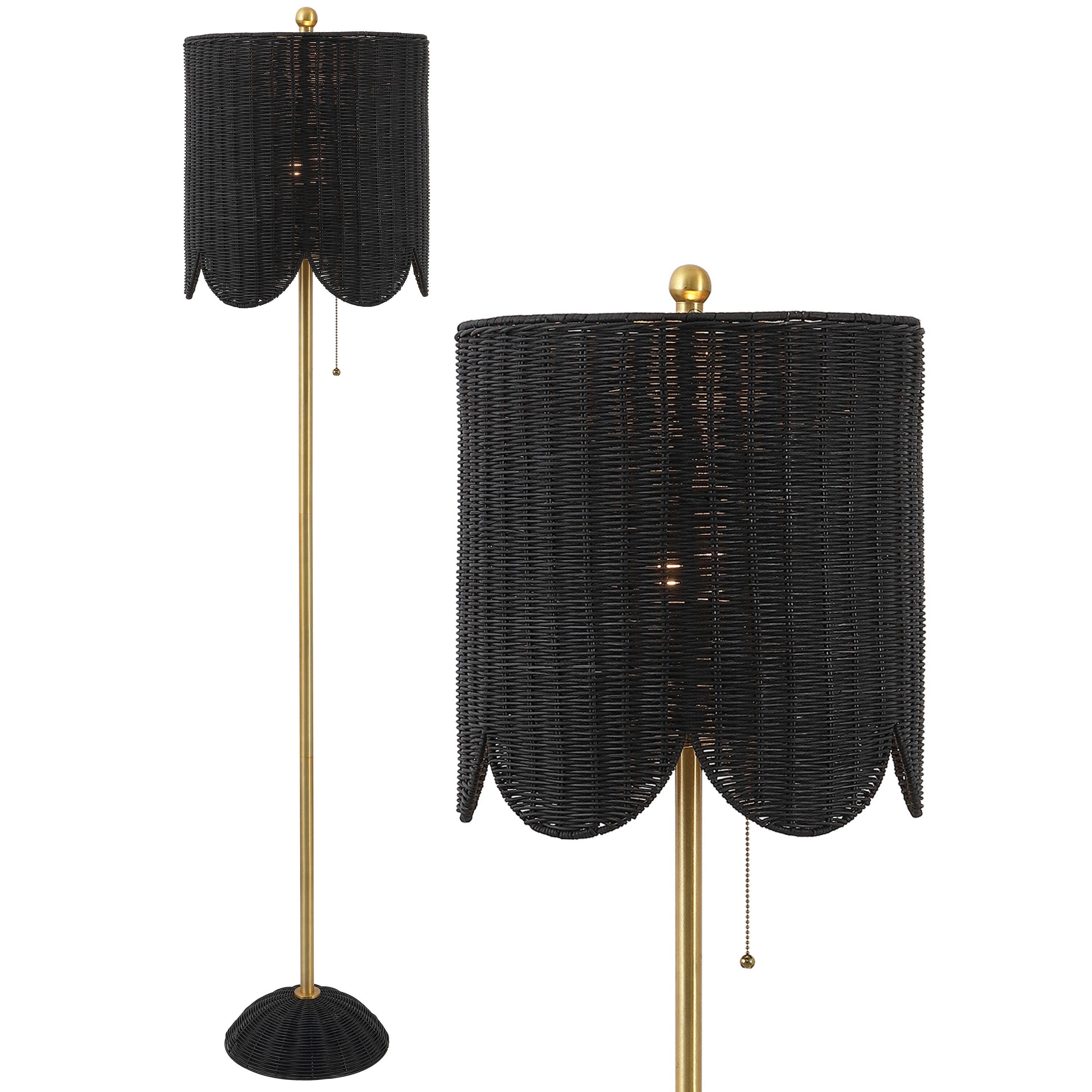 JONATHAN Y Joel Floor Lamp, Black/Brass Gold, large