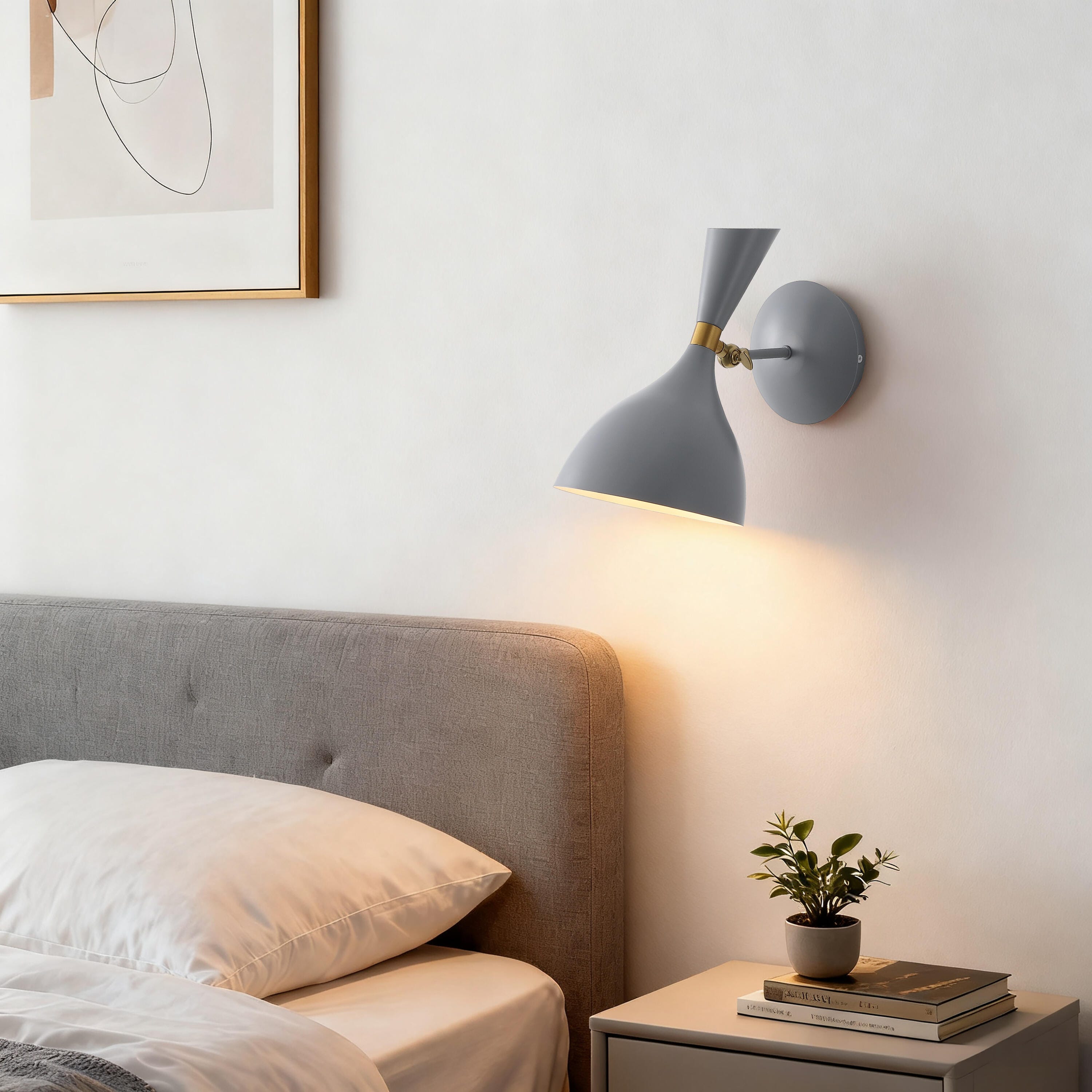JONATHAN Y Josef Wall Sconce, Gray/Brass Gold, rollover