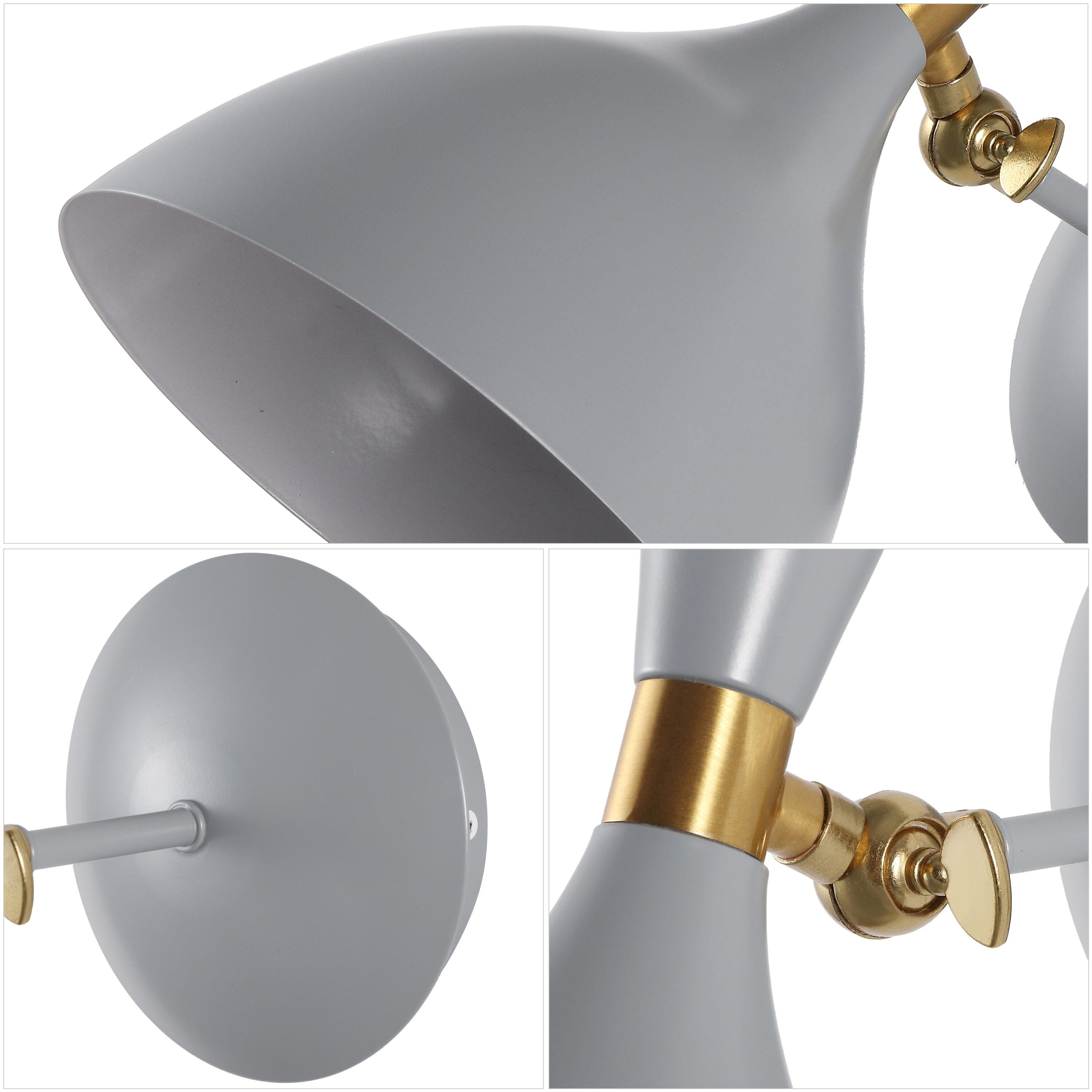 JONATHAN Y Josef Wall Sconce, Gray/Brass Gold, large