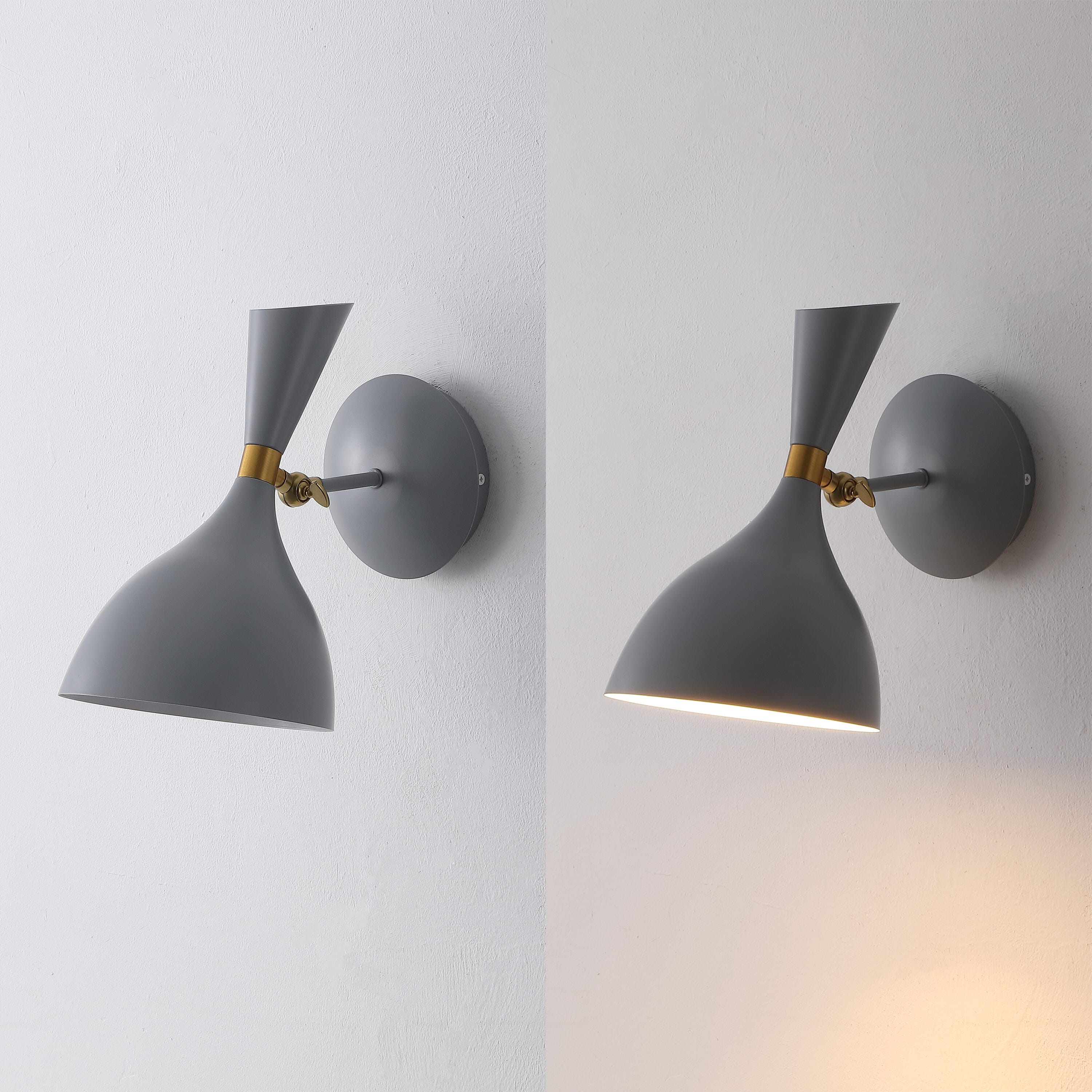 JONATHAN Y Josef Wall Sconce, Gray/Brass Gold, large