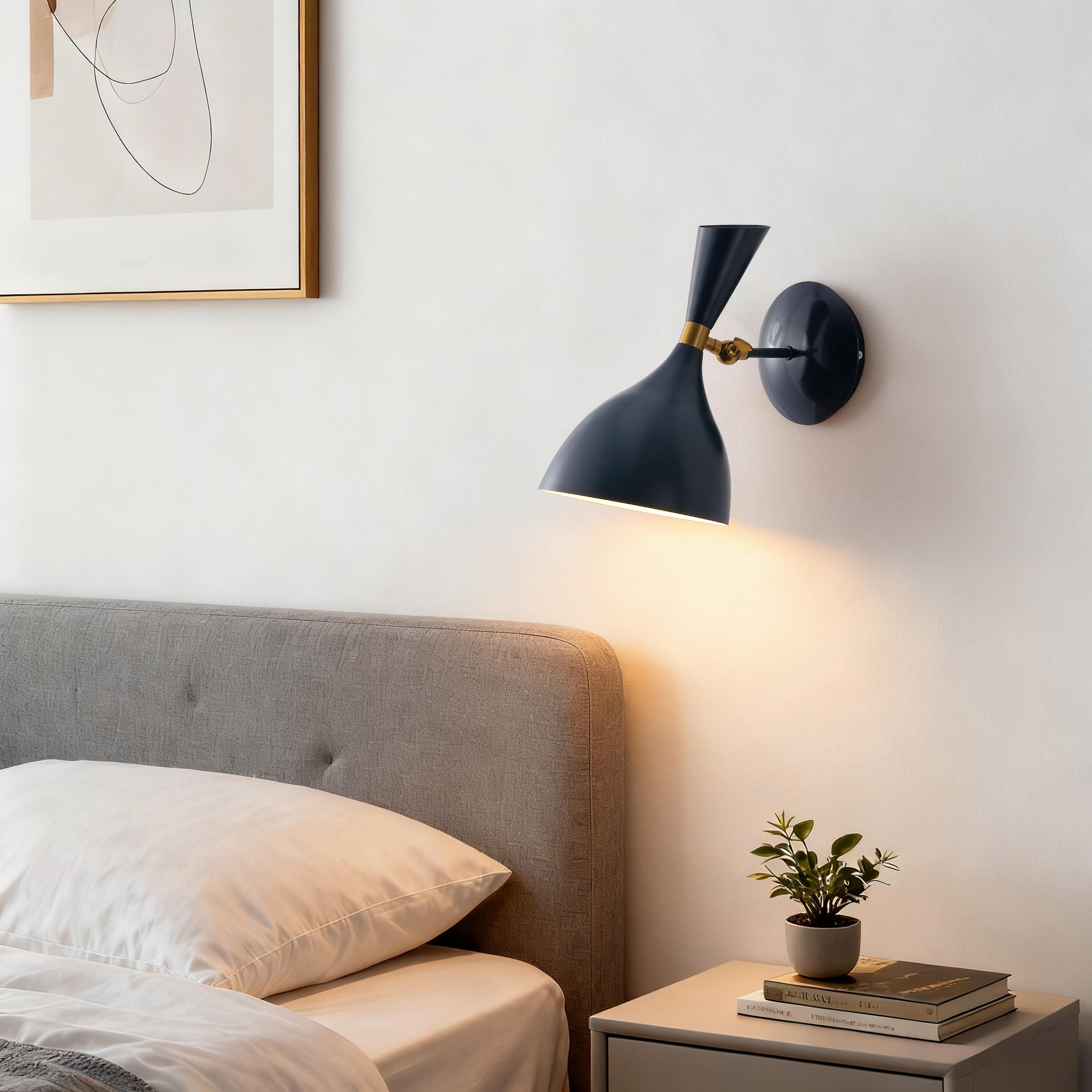 JONATHAN Y Josef Wall Sconce, Navy/Brass Gold, rollover