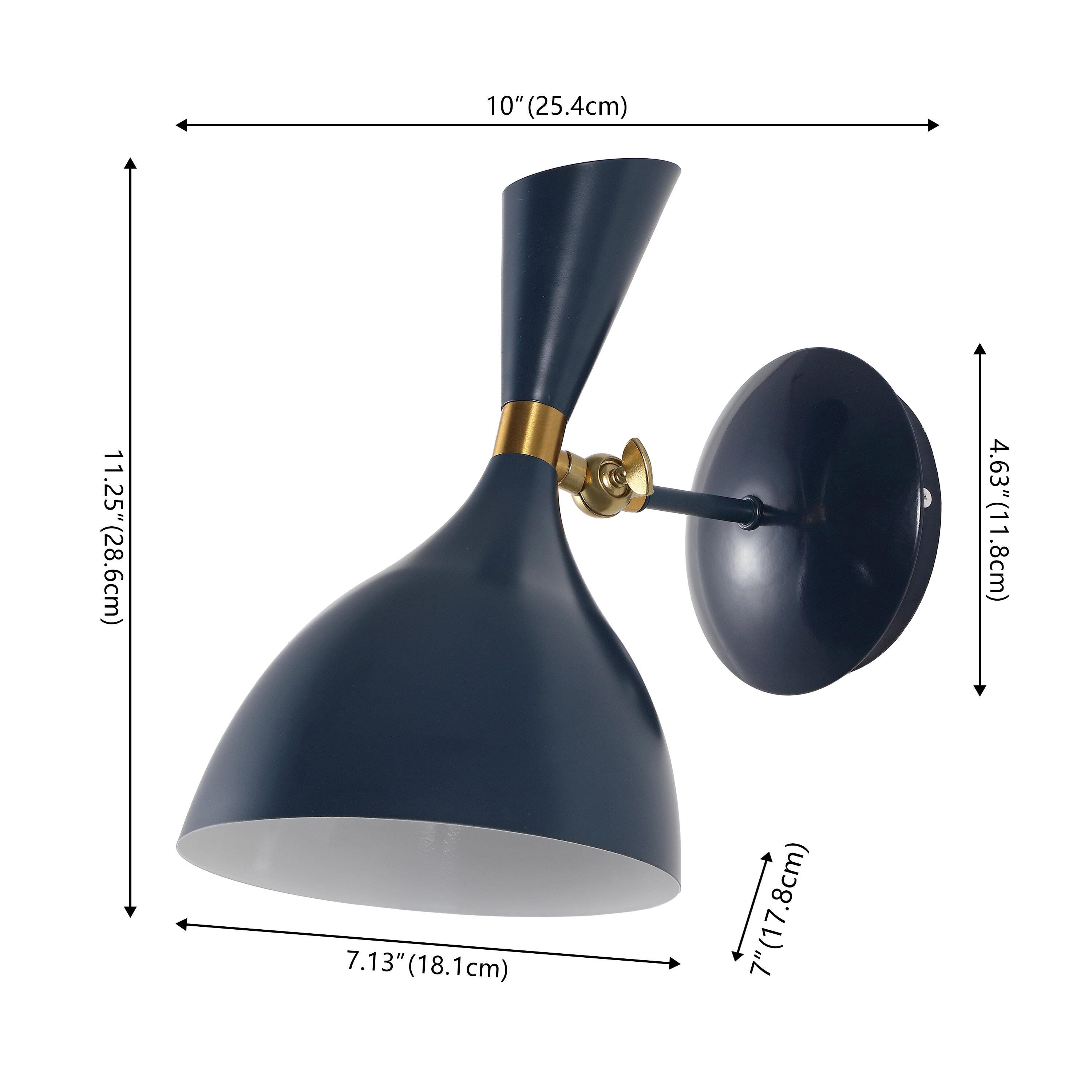 JONATHAN Y Josef Wall Sconce, Navy/Brass Gold, large