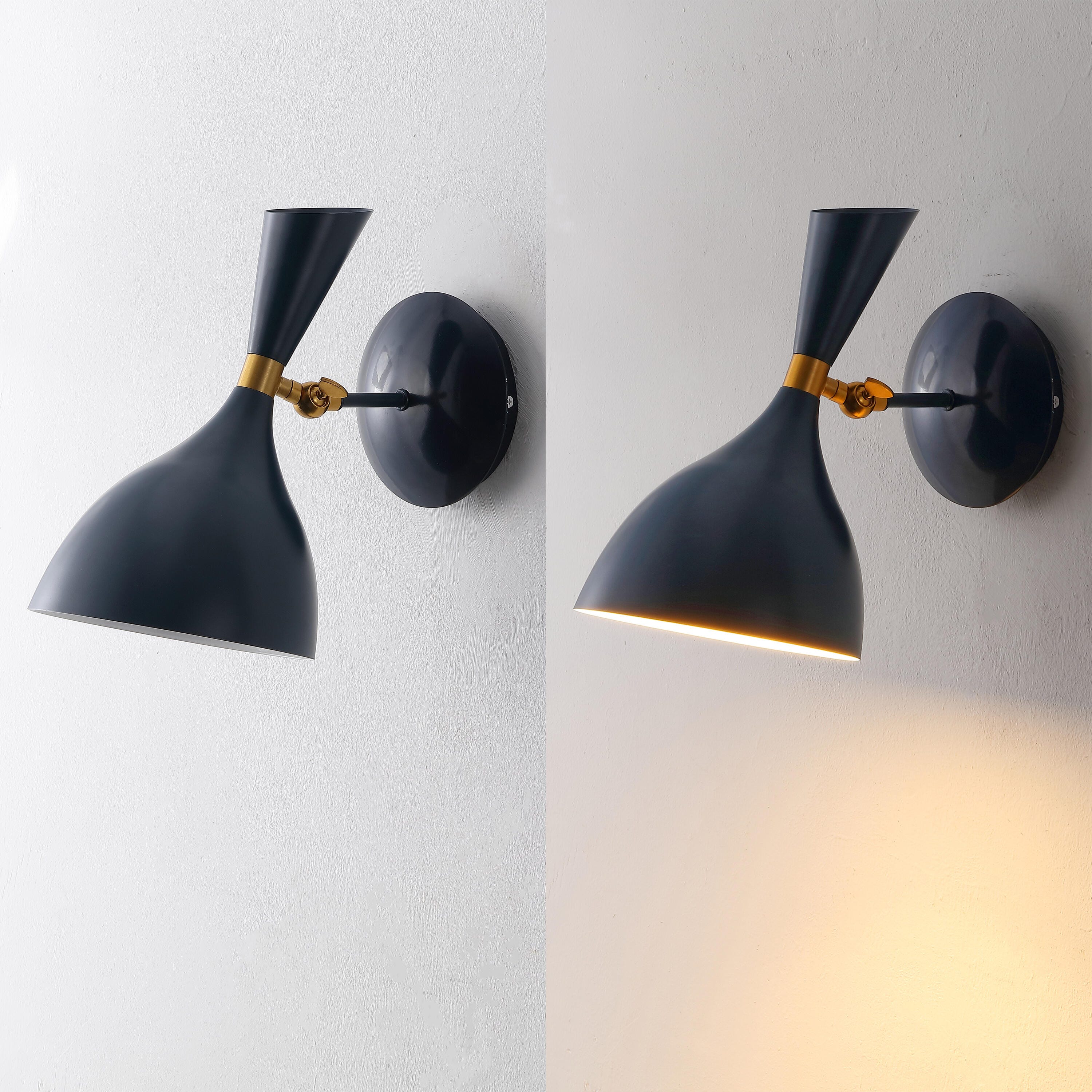 JONATHAN Y Josef Wall Sconce, Navy/Brass Gold, large