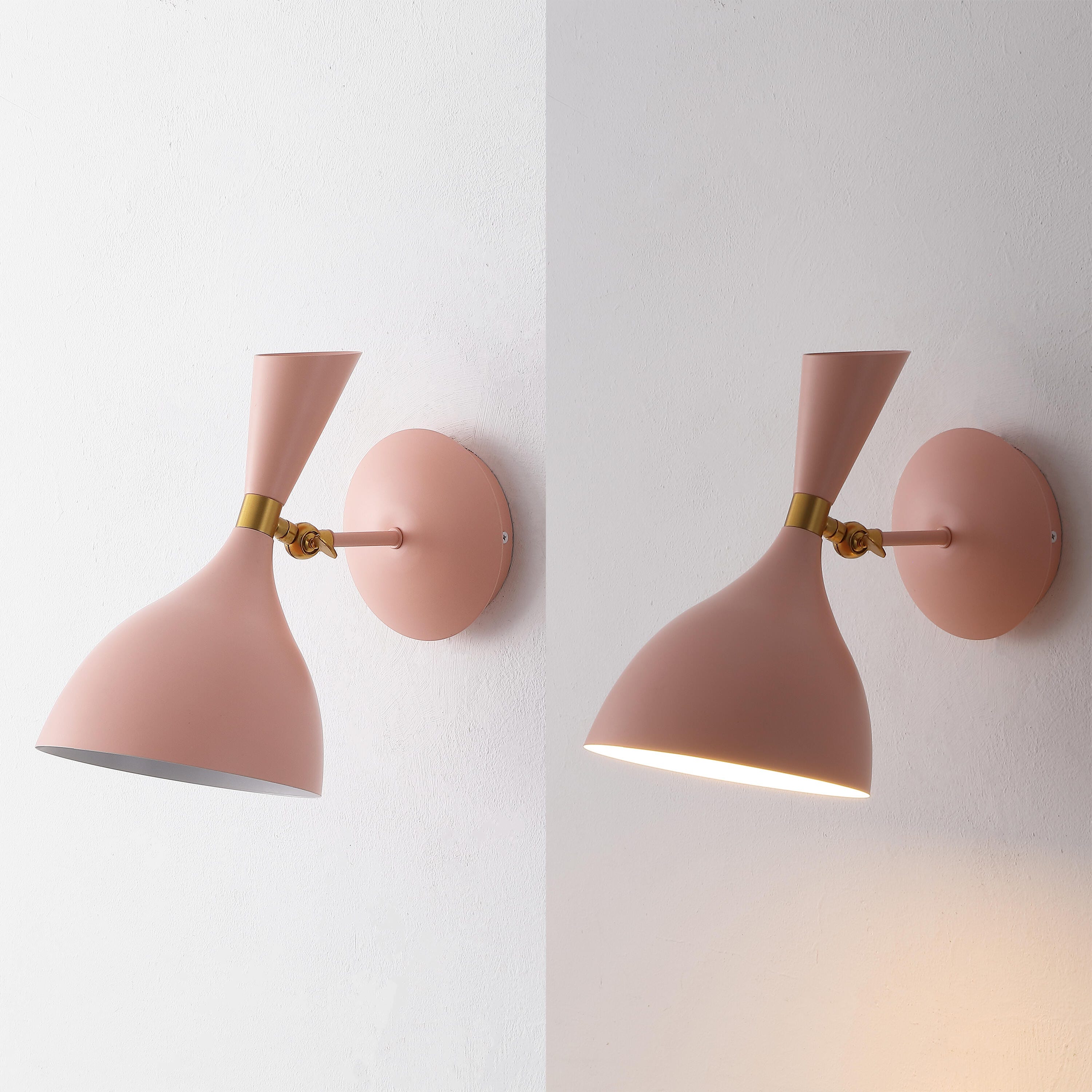 JONATHAN Y Josef Wall Sconce, Pink/Brass Gold, large
