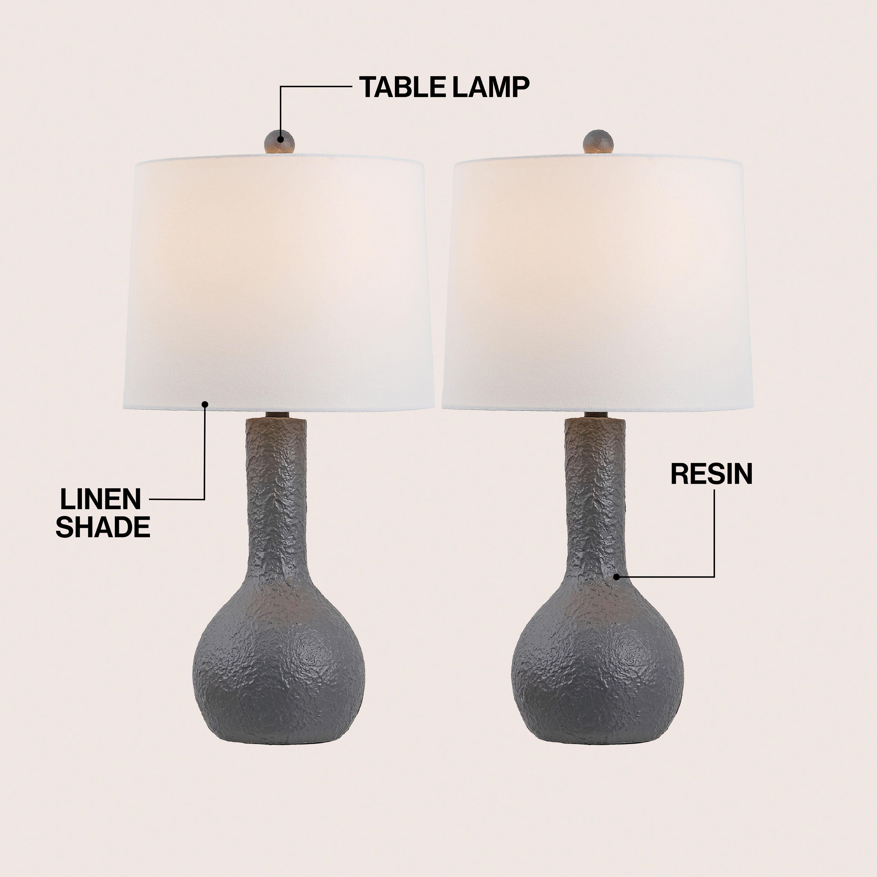 JONATHAN Y Katee Table Lamp (Set of 2), Gray, large