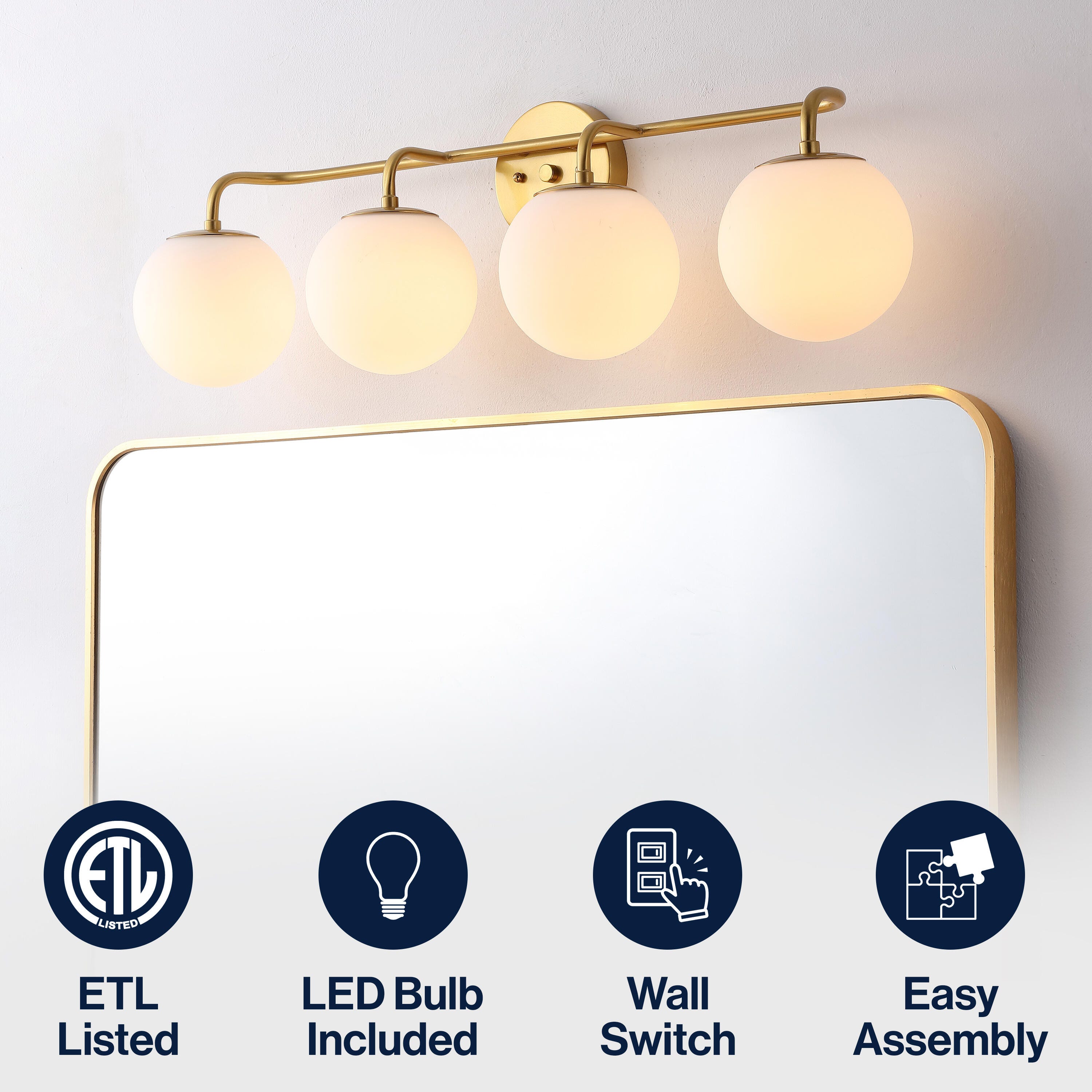 JONATHAN Y Louis Parisian 4-Light Scone, Gold, large