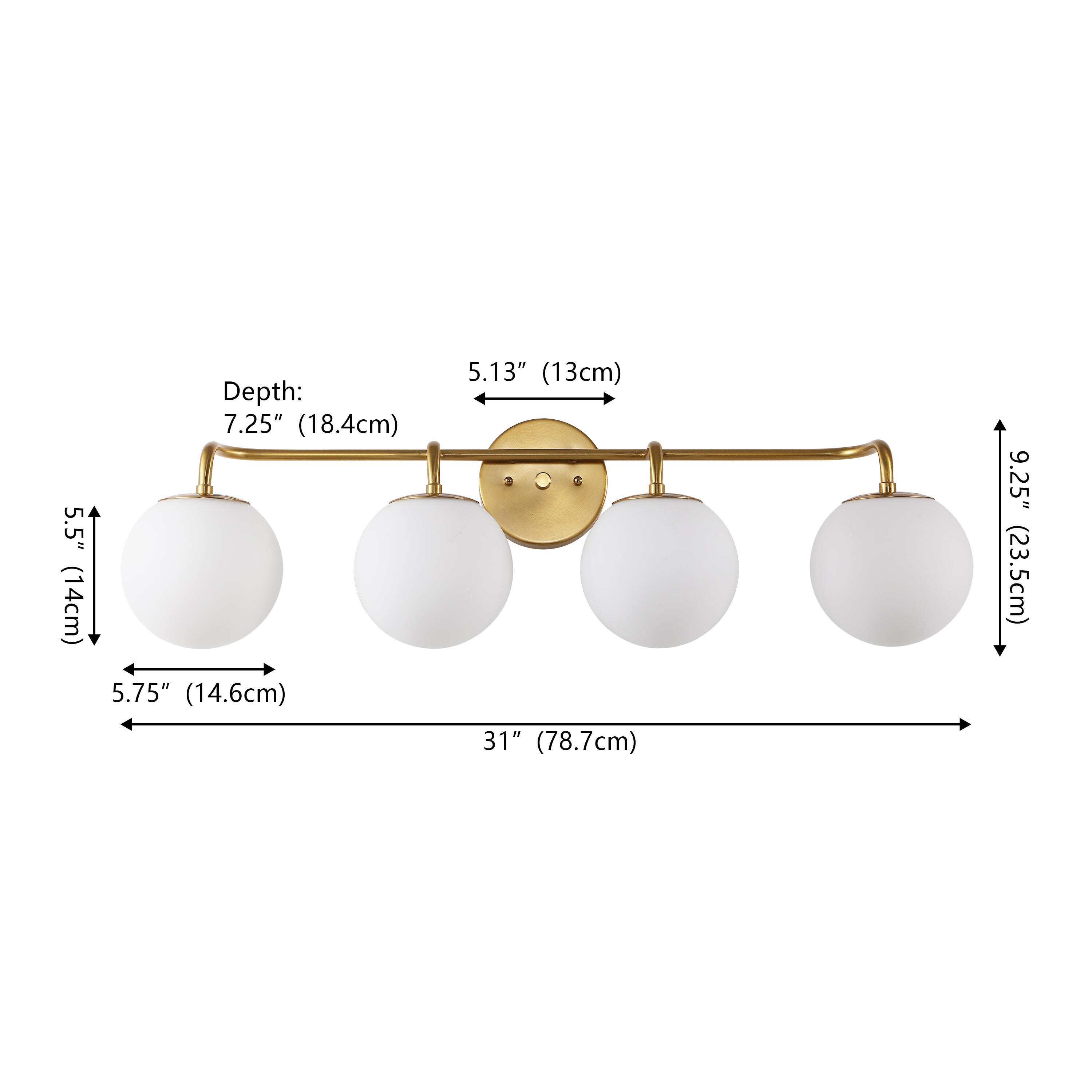 JONATHAN Y Louis Parisian 4-Light Scone, Gold, large