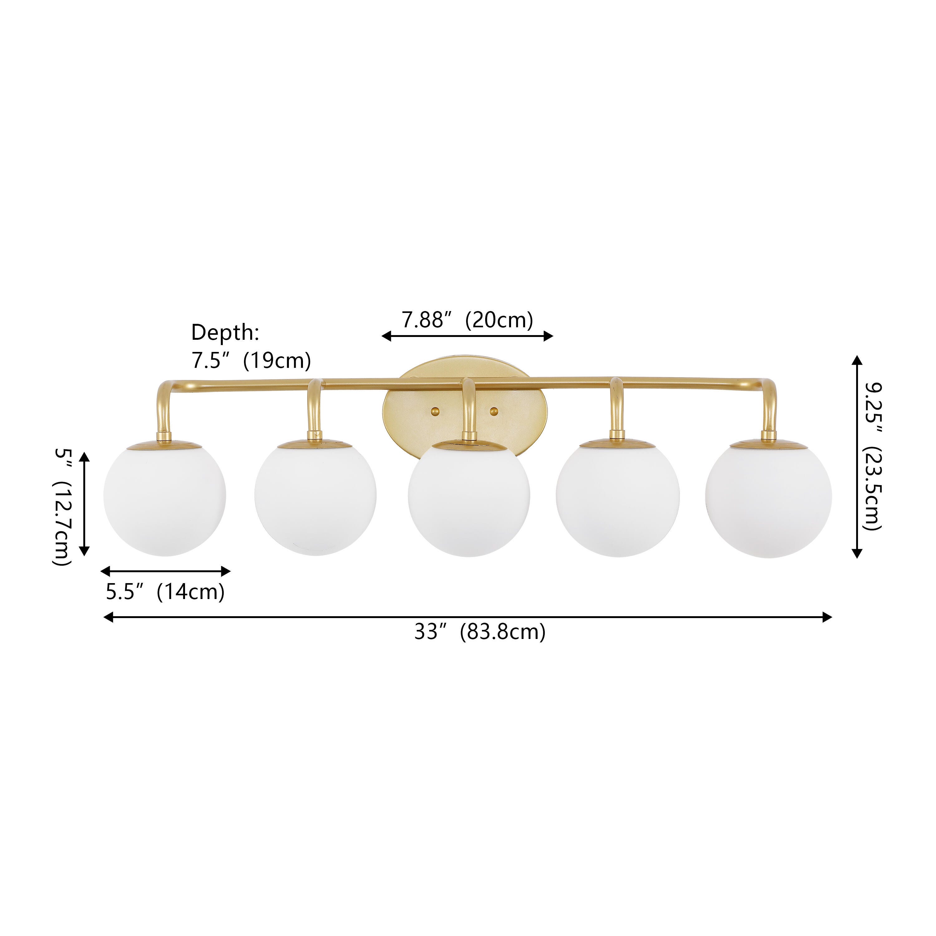 JONATHAN Y Louis Parisian 5-Light Scone, Gold, large
