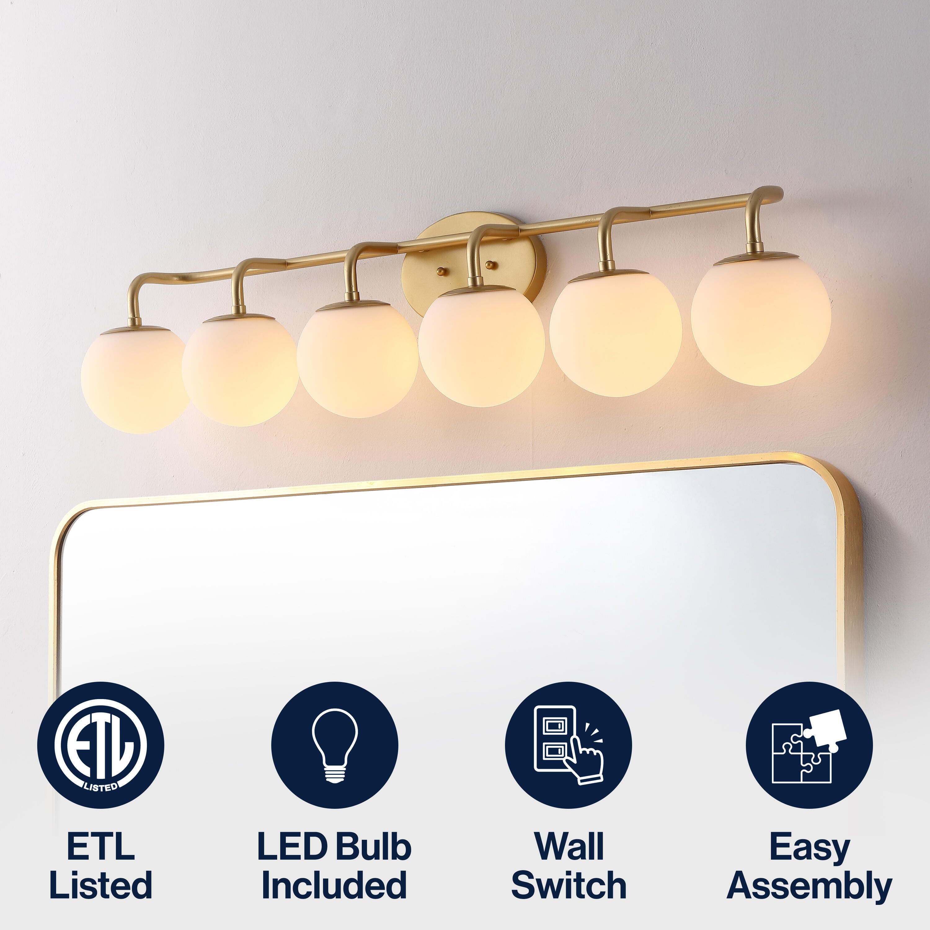 JONATHAN Y Louis Parisian 6-Light Scone, Gold, large