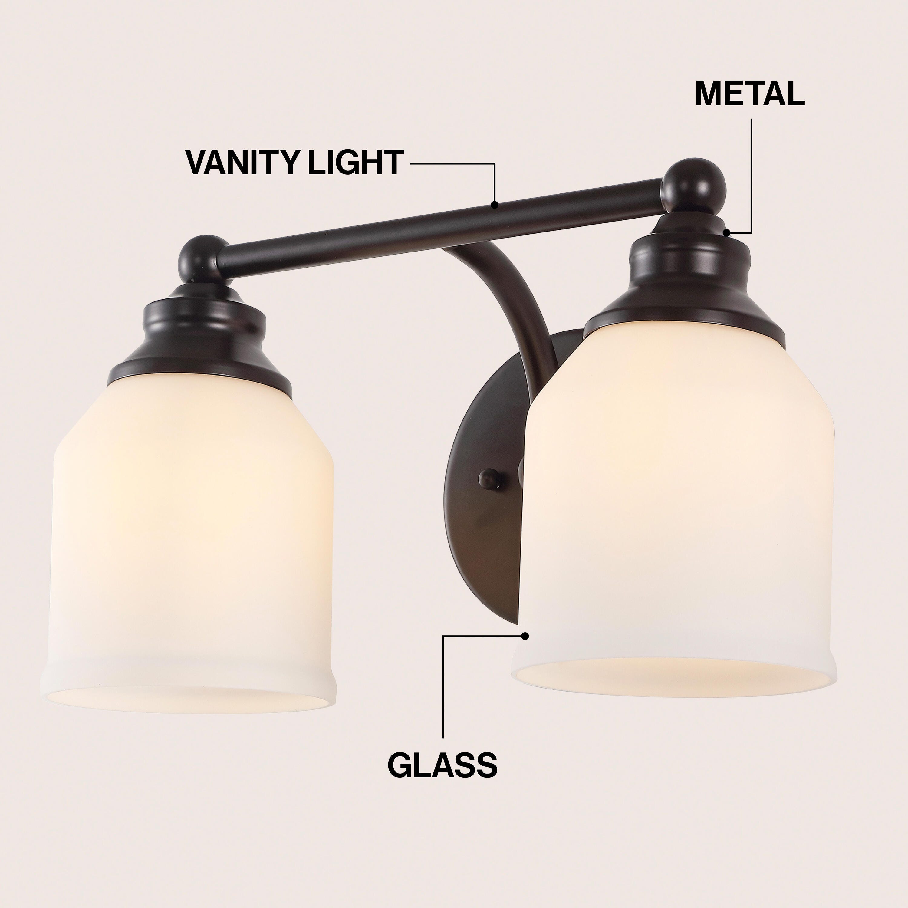 JONATHAN Y Lydia 2-Light Scone, Oil Rubbed Bronze/White, large