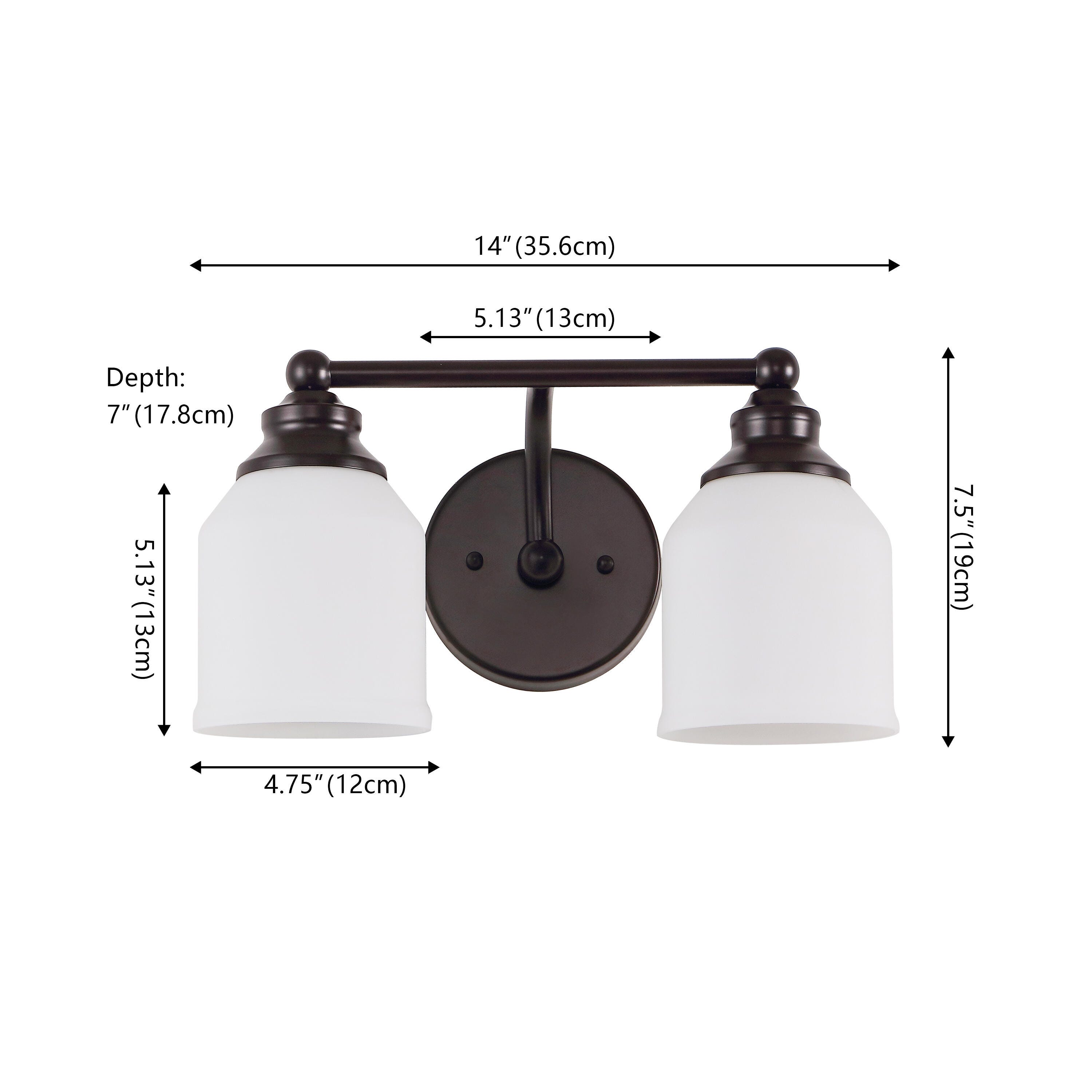 JONATHAN Y Lydia 2-Light Scone, Oil Rubbed Bronze/White, large