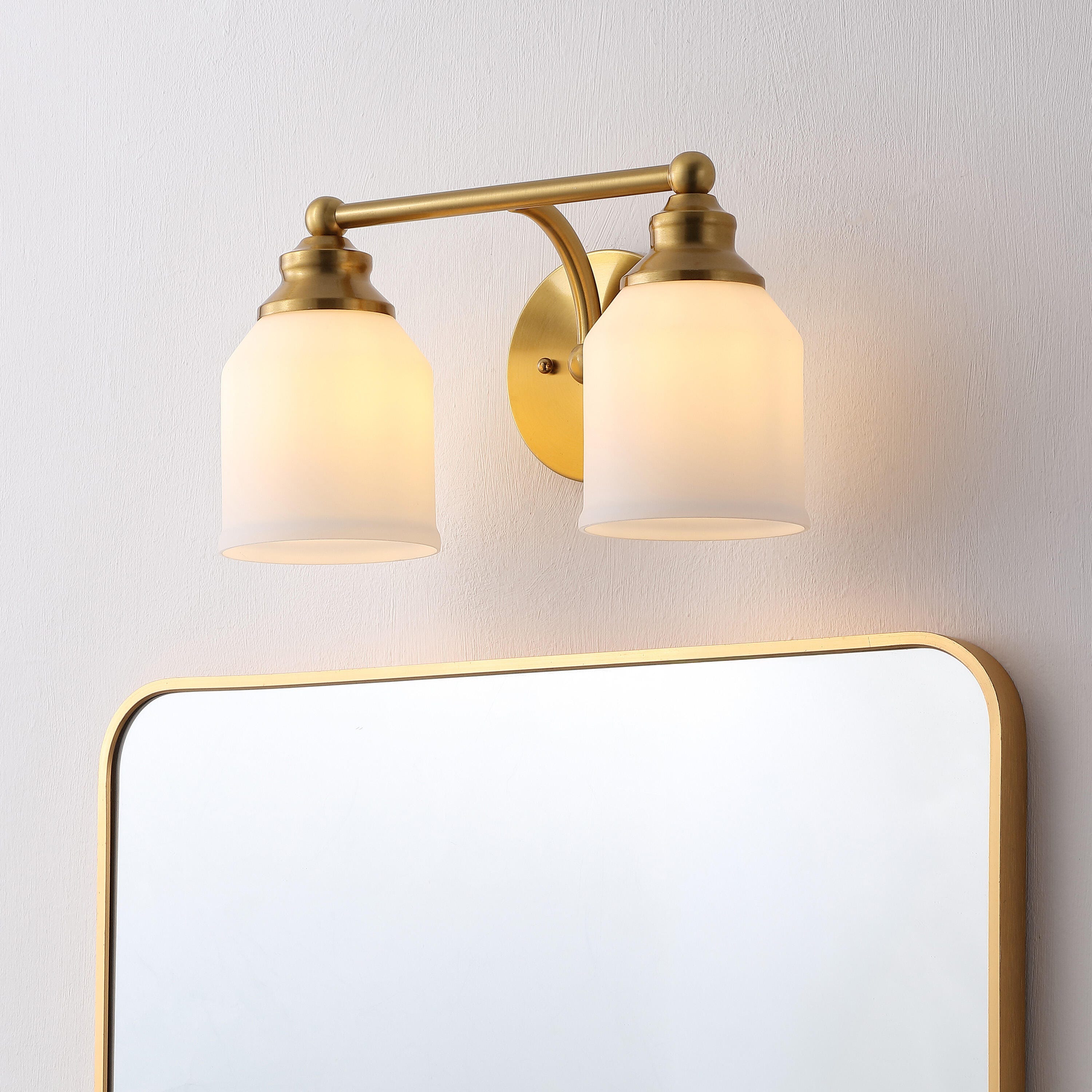 JONATHAN Y Lydia 2-Light Scone, Brass Gold/White, rollover