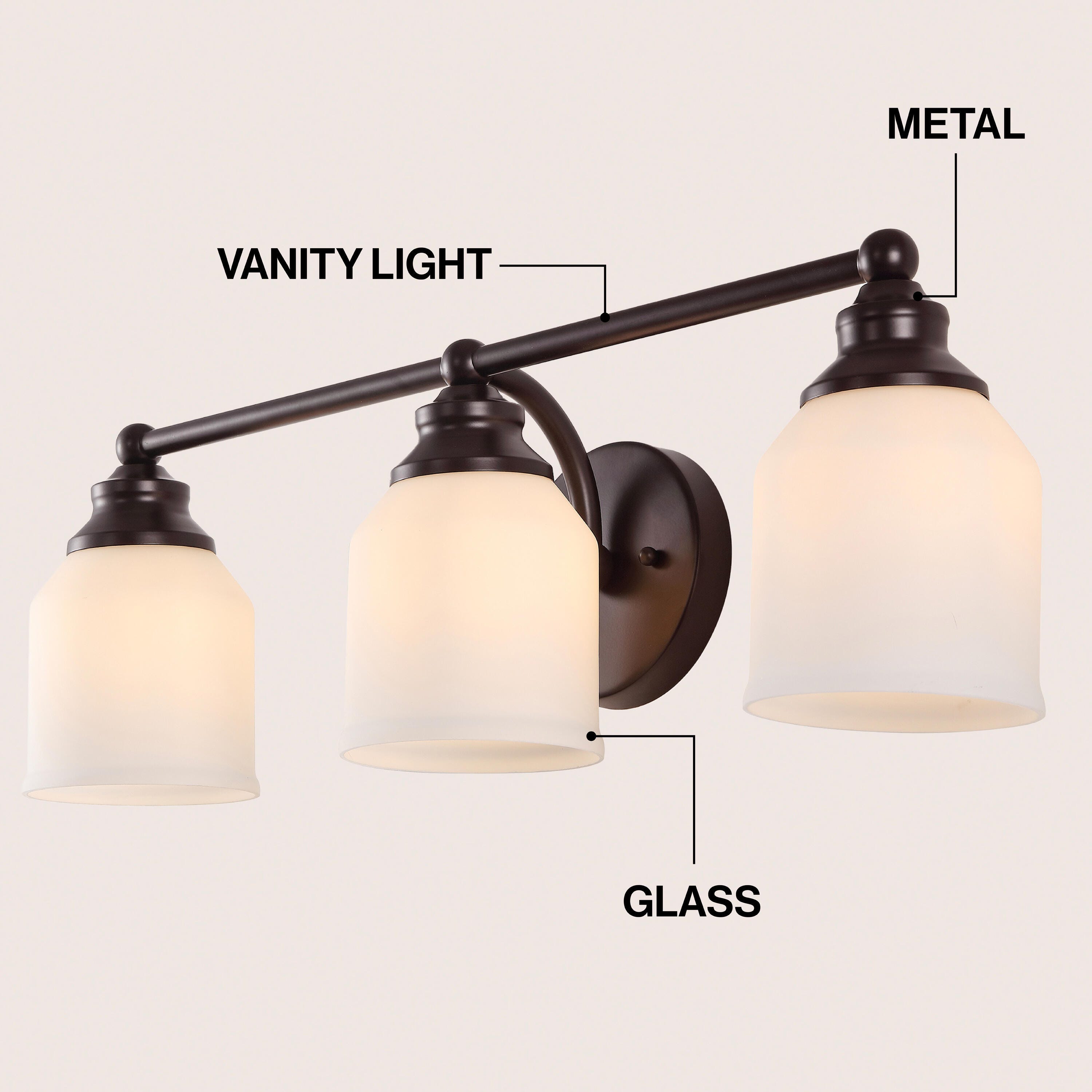JONATHAN Y Lydia 3-Light Scone, Oil Rubbed Bronze/White, large