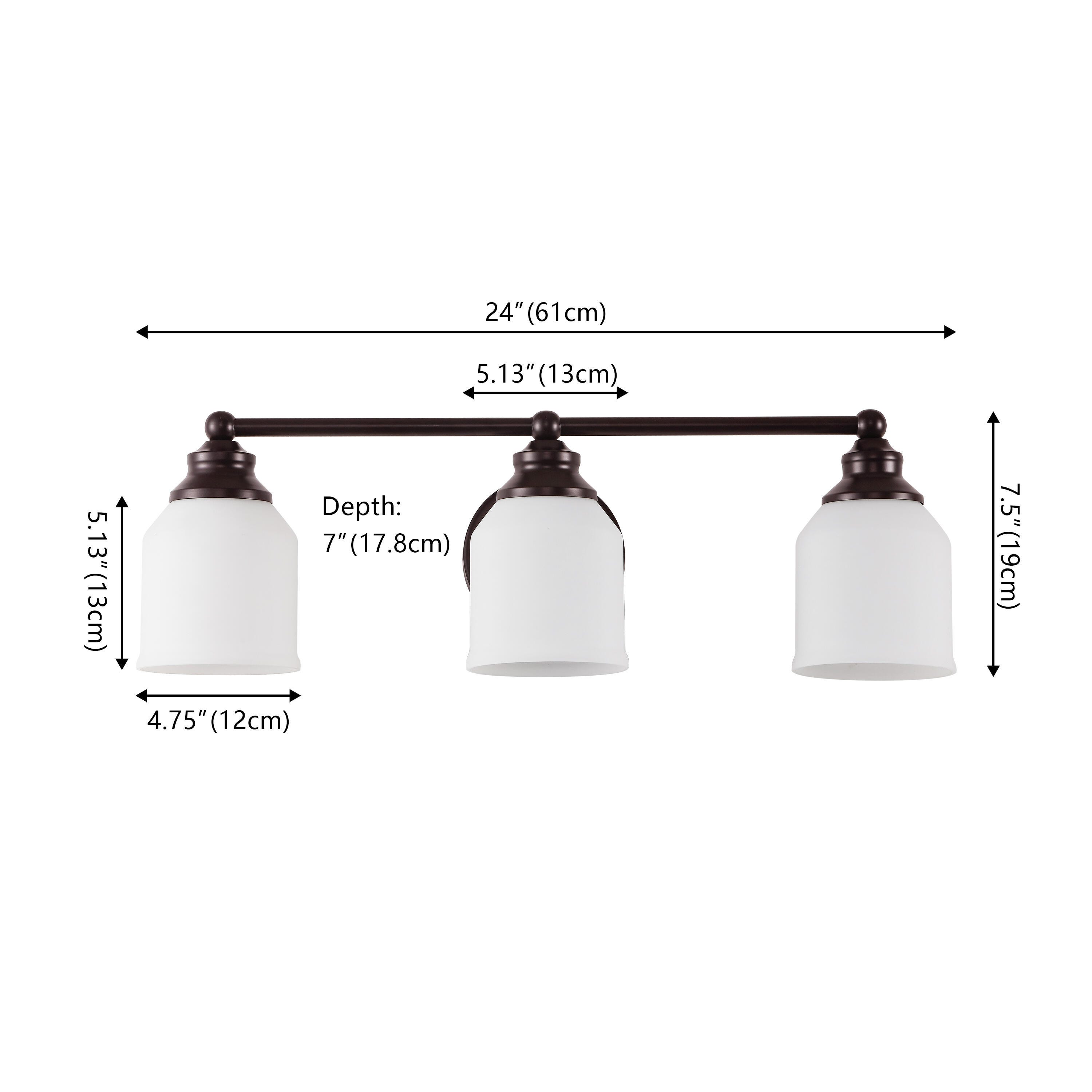 JONATHAN Y Lydia 3-Light Scone, Oil Rubbed Bronze/White, large