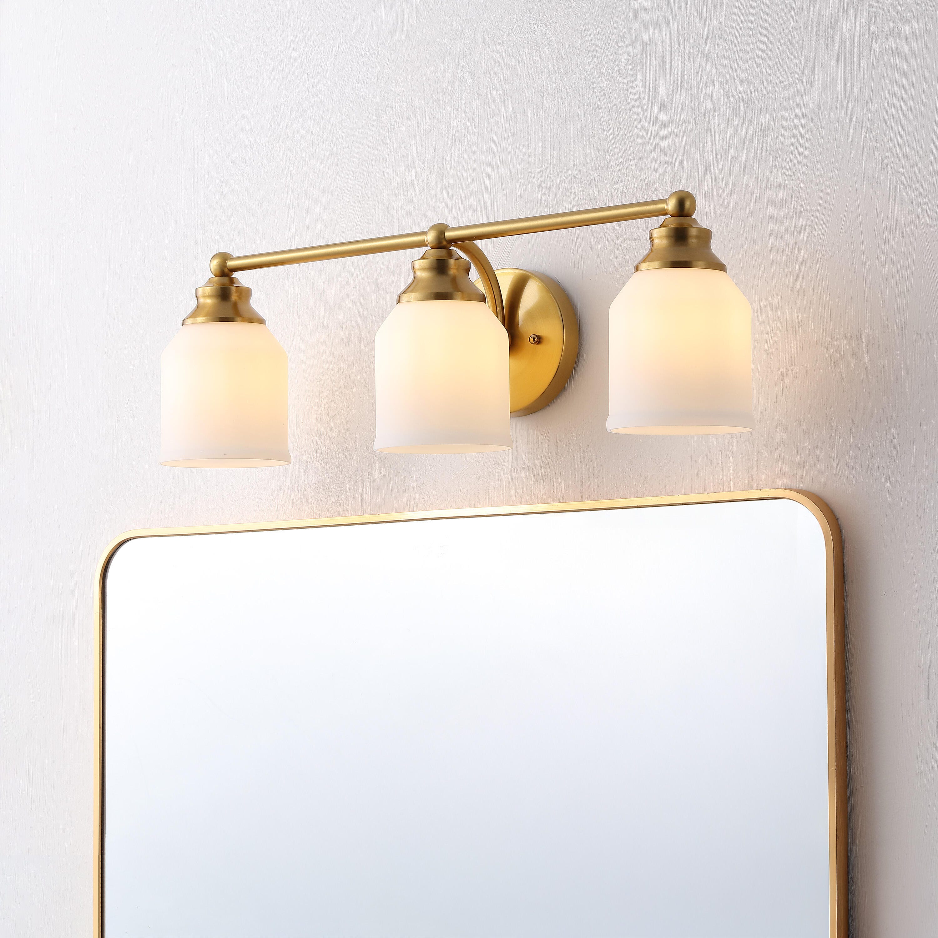 JONATHAN Y Lydia 3-Light Scone, Brass Gold/White, rollover