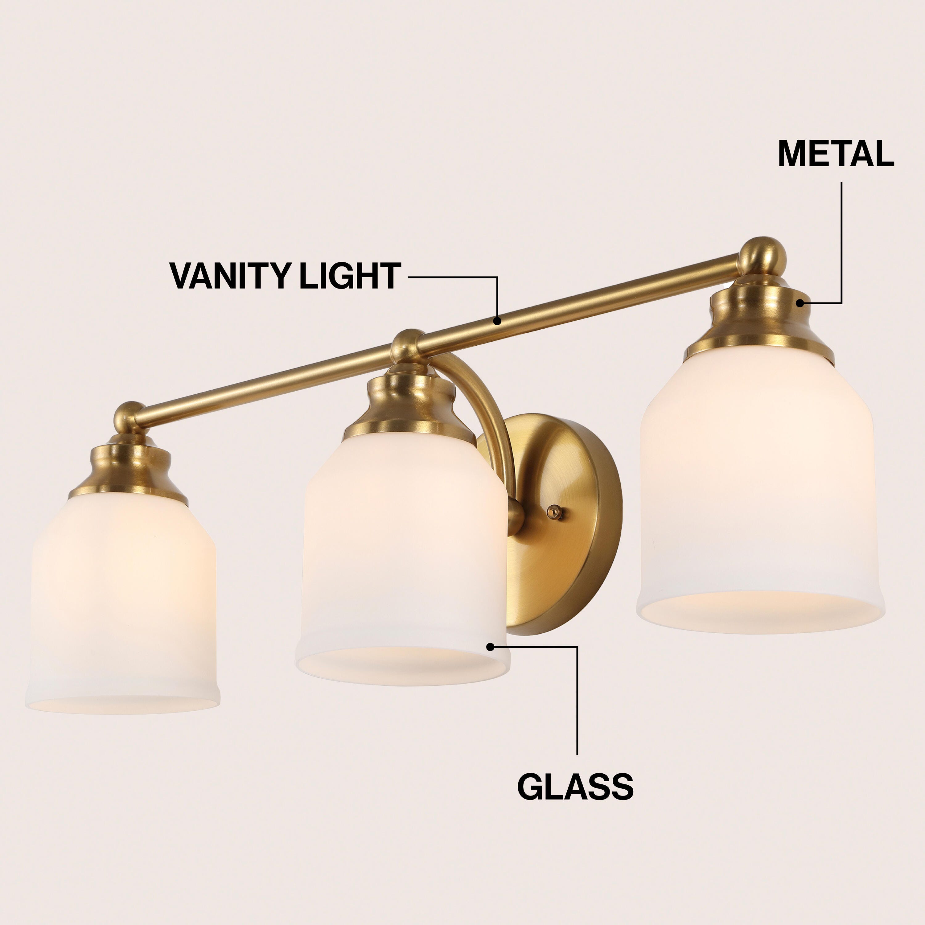 JONATHAN Y Lydia 3-Light Scone, Brass Gold/White, large