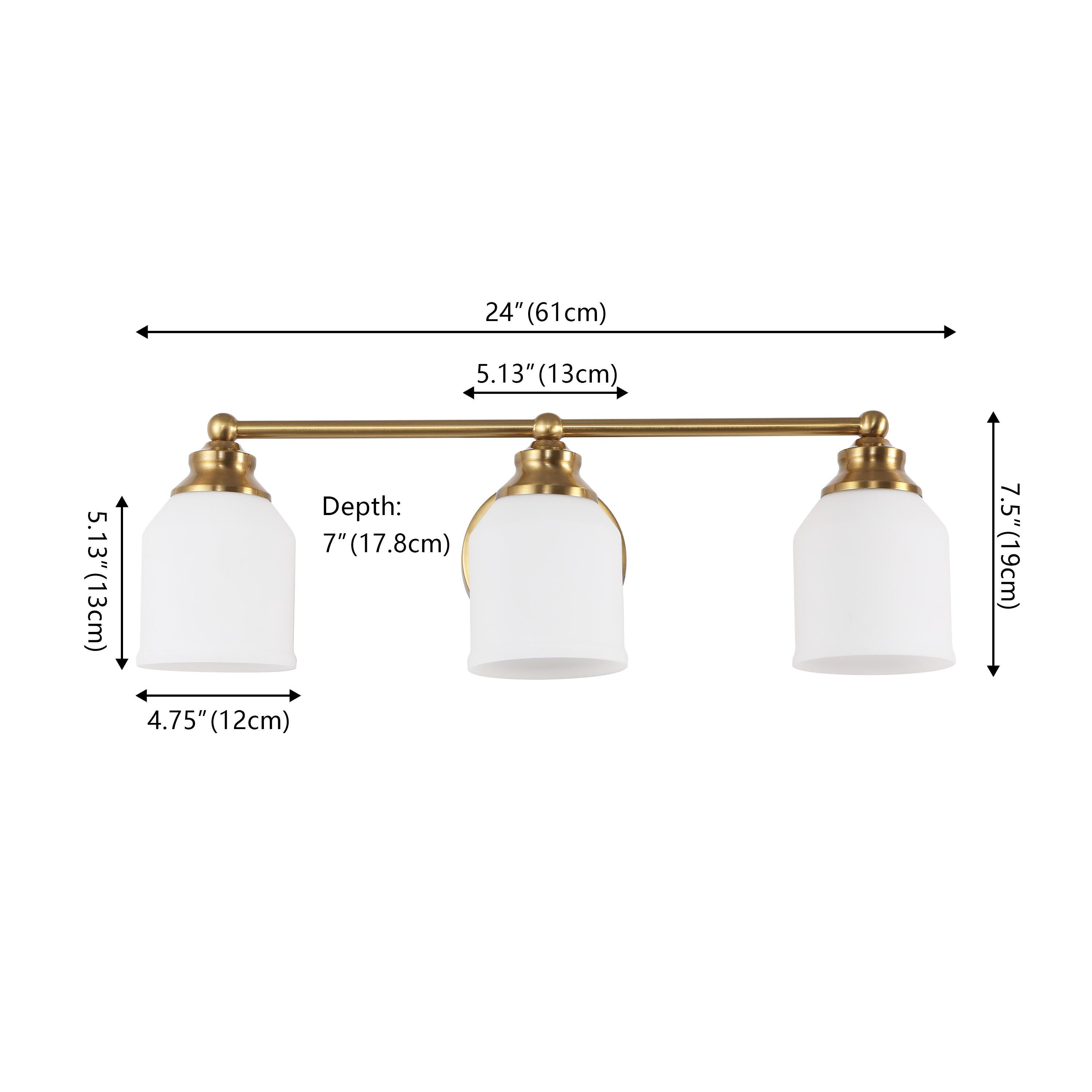 JONATHAN Y Lydia 3-Light Scone, Brass Gold/White, large