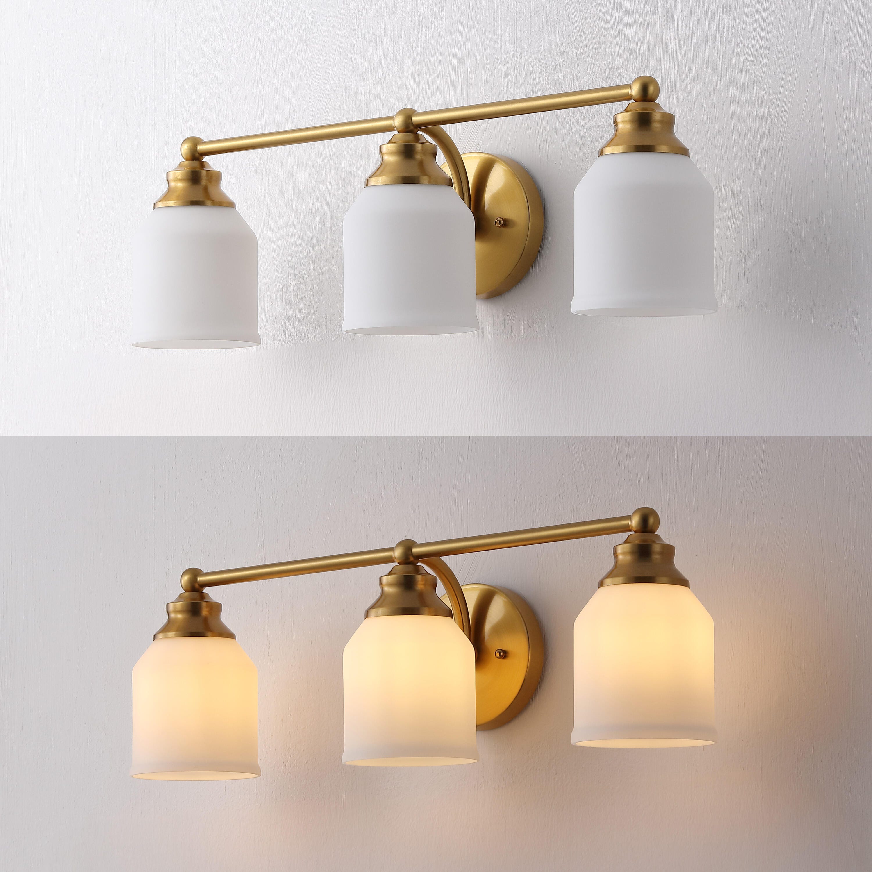 JONATHAN Y Lydia 3-Light Scone, Brass Gold/White, large