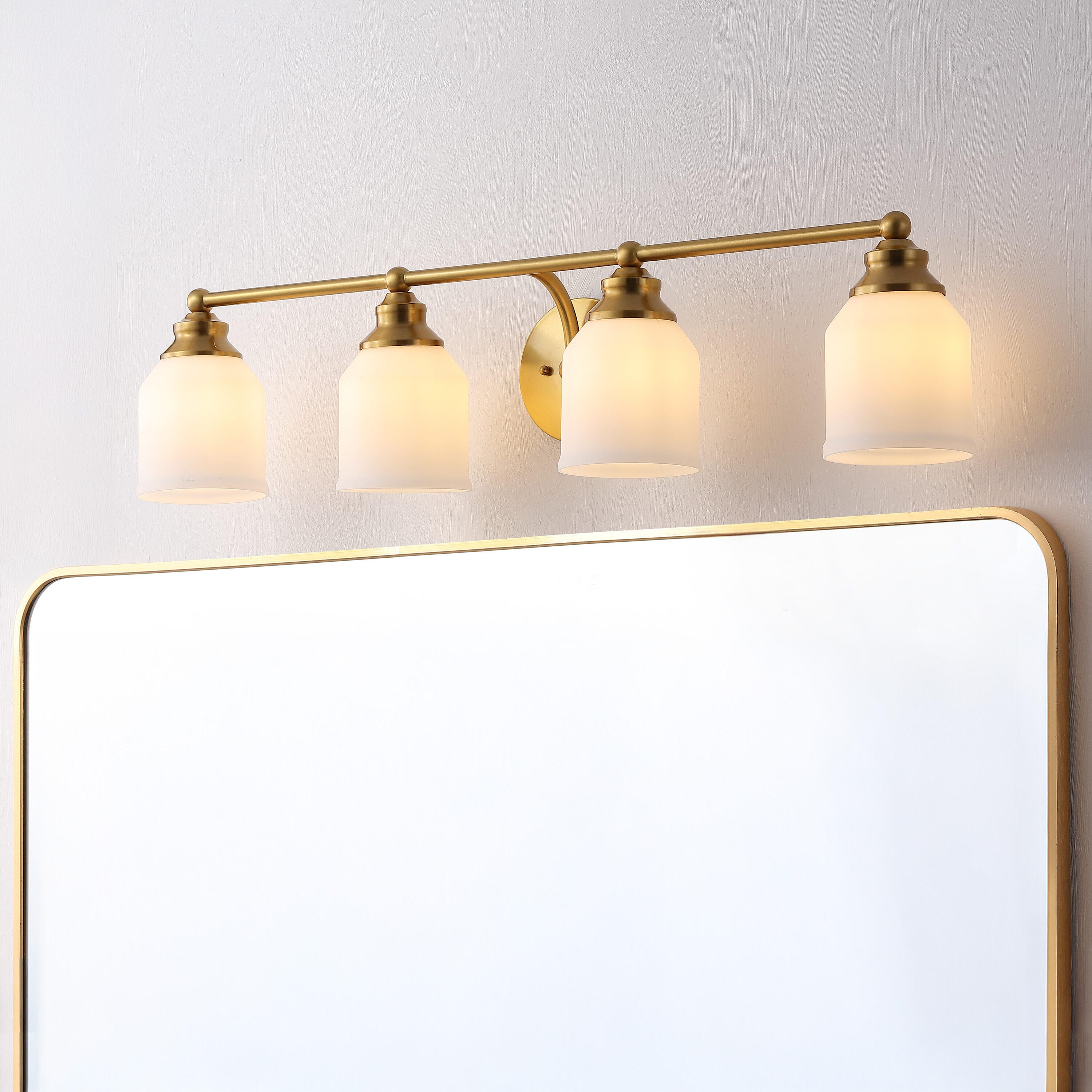 JONATHAN Y Lydia 4-Light Scone, Brass Gold/White, rollover